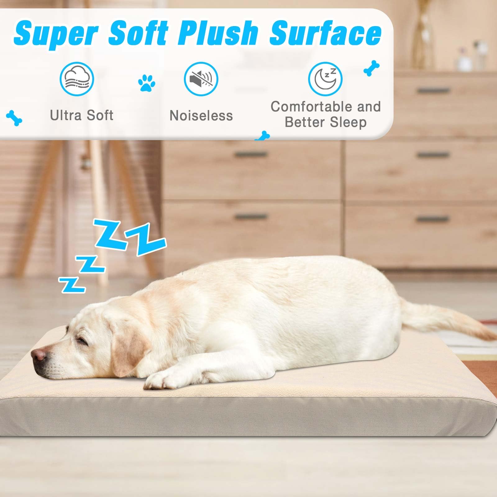 Dog Bed Covers Replacement Washable 100% Waterproof Dog Bed Sheets Soft & Noiseless 2 Pack, 42'' X 28'' Beige