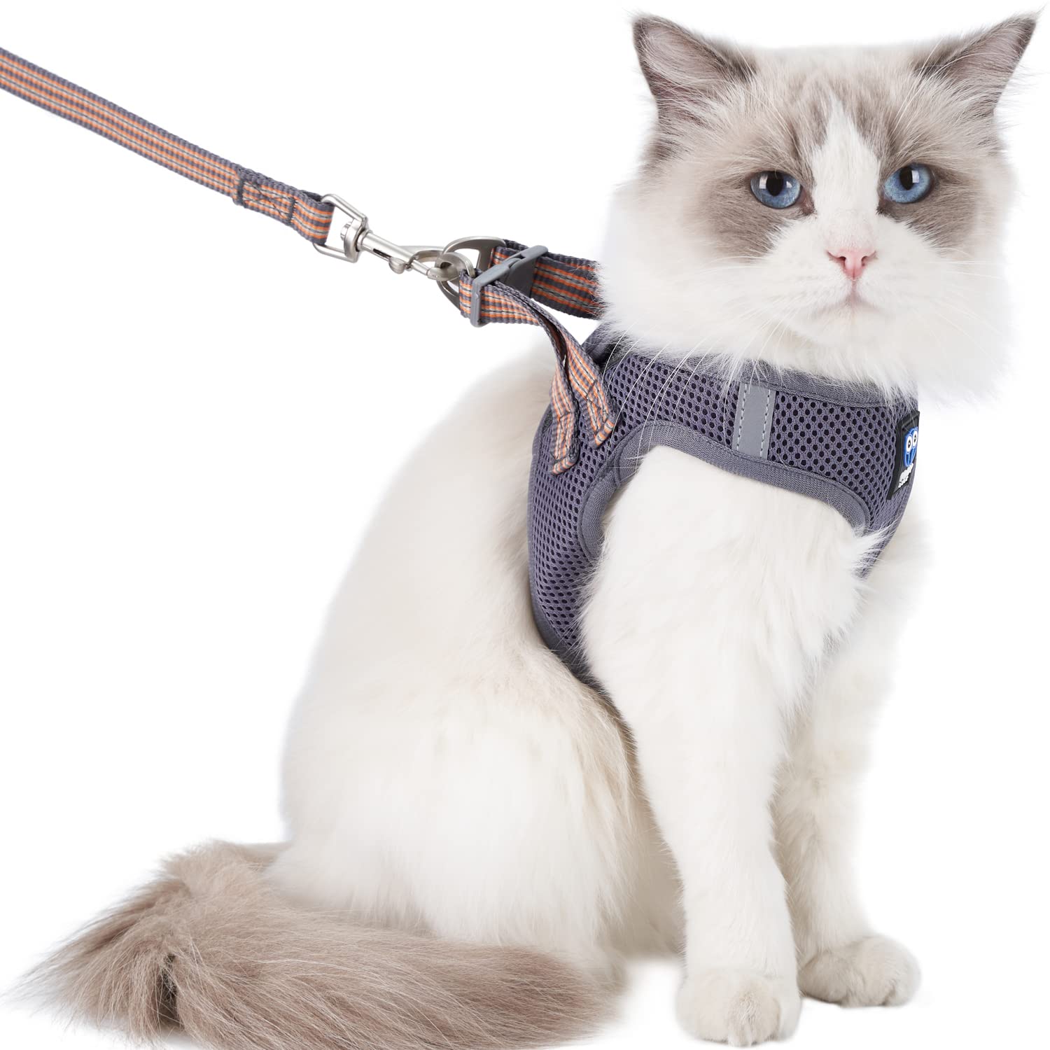 Balaynor Cat Harness And Leash For Walking Escape Proof, Adjustable Soft Grey Xs Chest: 11 - 12Inch