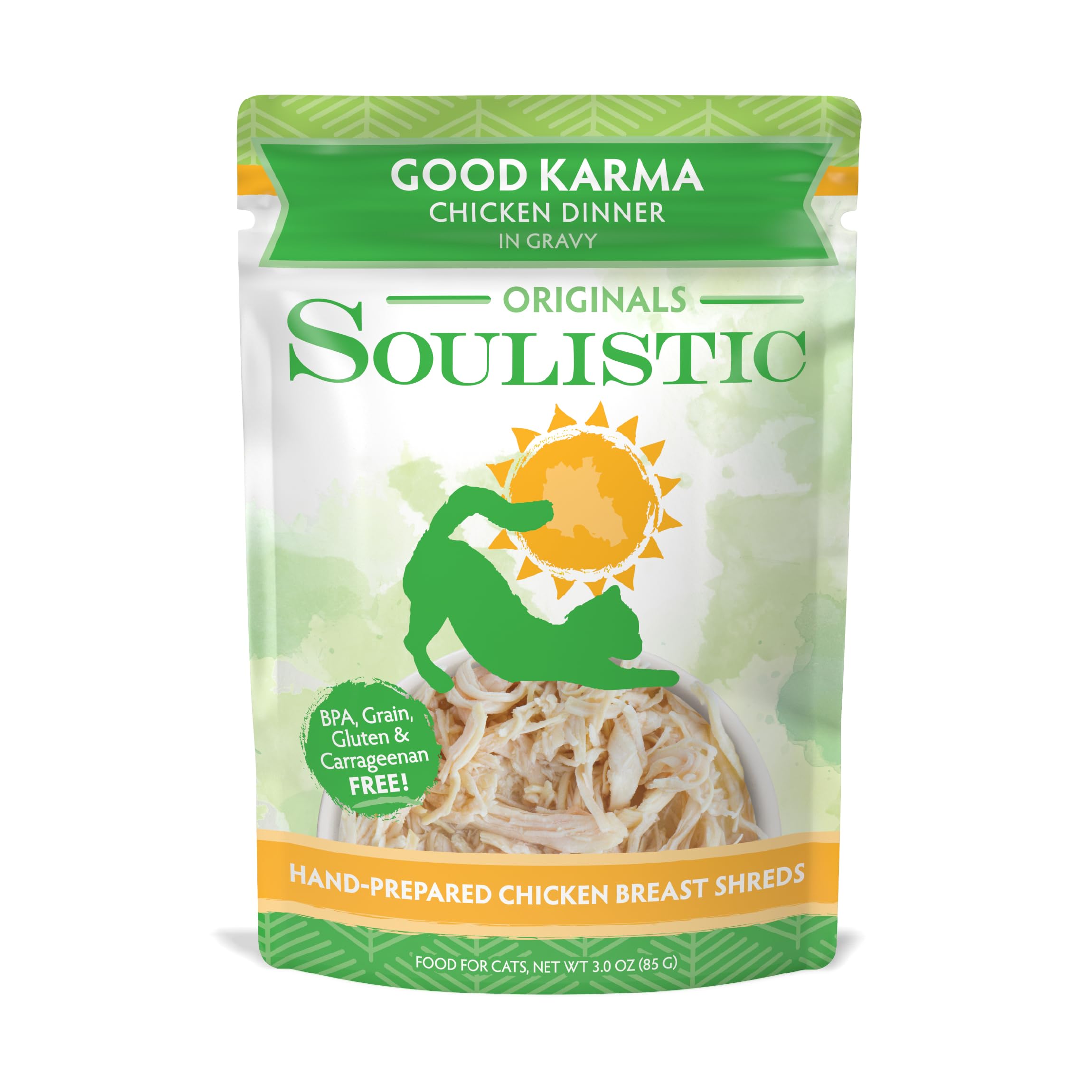 Soulistic Originals Wet Cat Food, Good Karma Chicken Dinner in Gravy, 3oz Pouch, Pack of 8