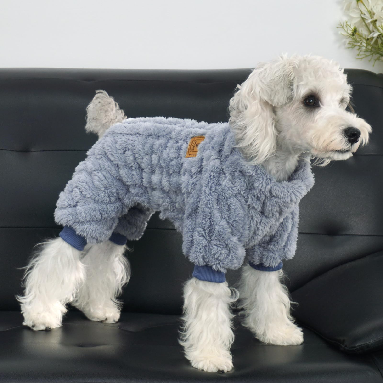 Xpudac Dog Sweater, Winter Clothes For Small Medium Dogs, Fleece Pajamas For Girl Boy, Christmas, Blue-X-Small