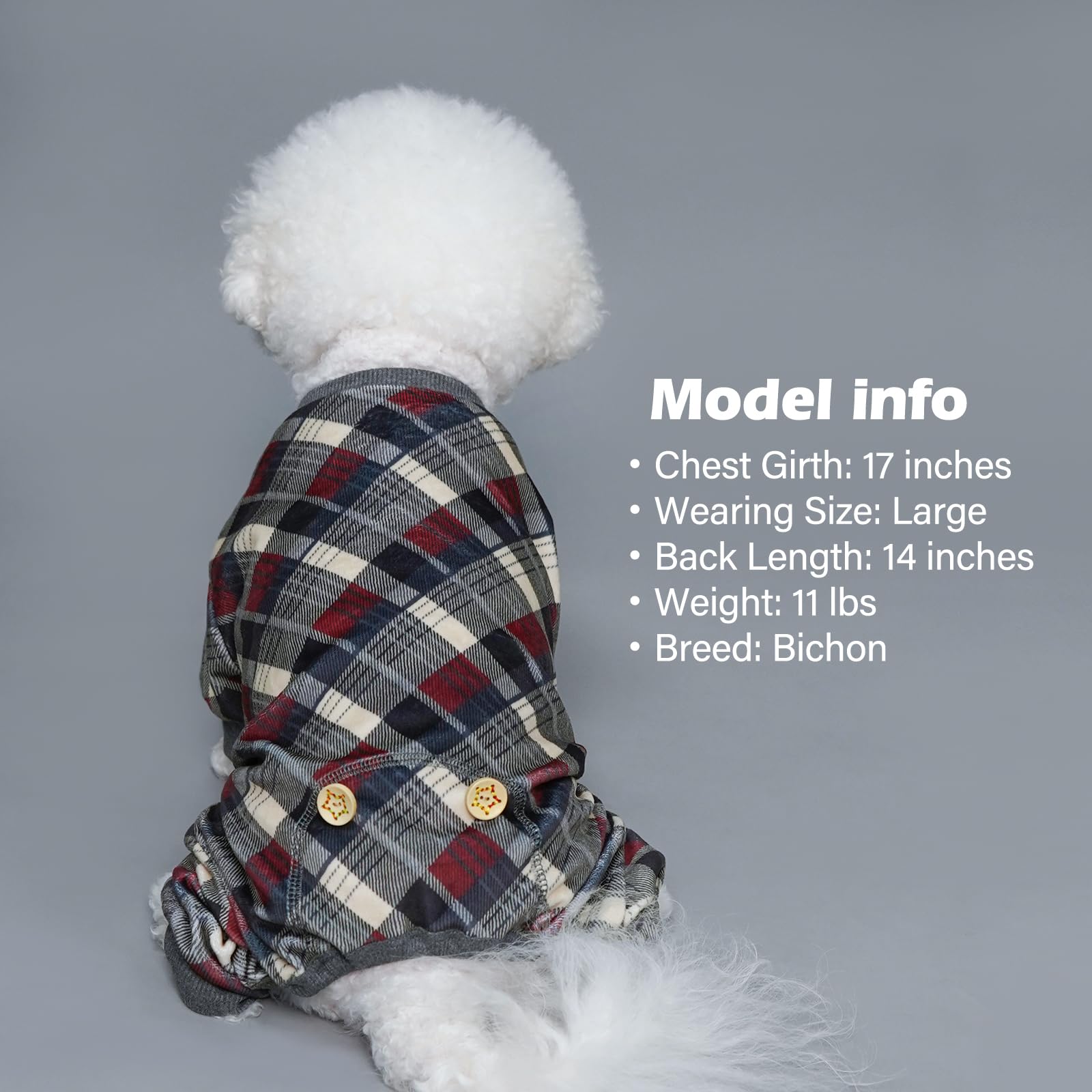 Kyeese Dogs Pajama For Medium Dogs Plaid Soft Material Lightweight Dog Pajamas Onesie