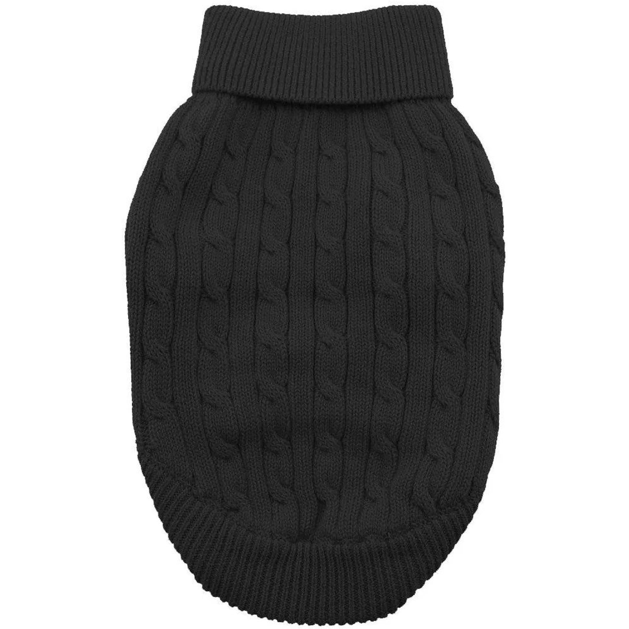 Combed Cotton Cable Knit Dog Sweater - Jet Black