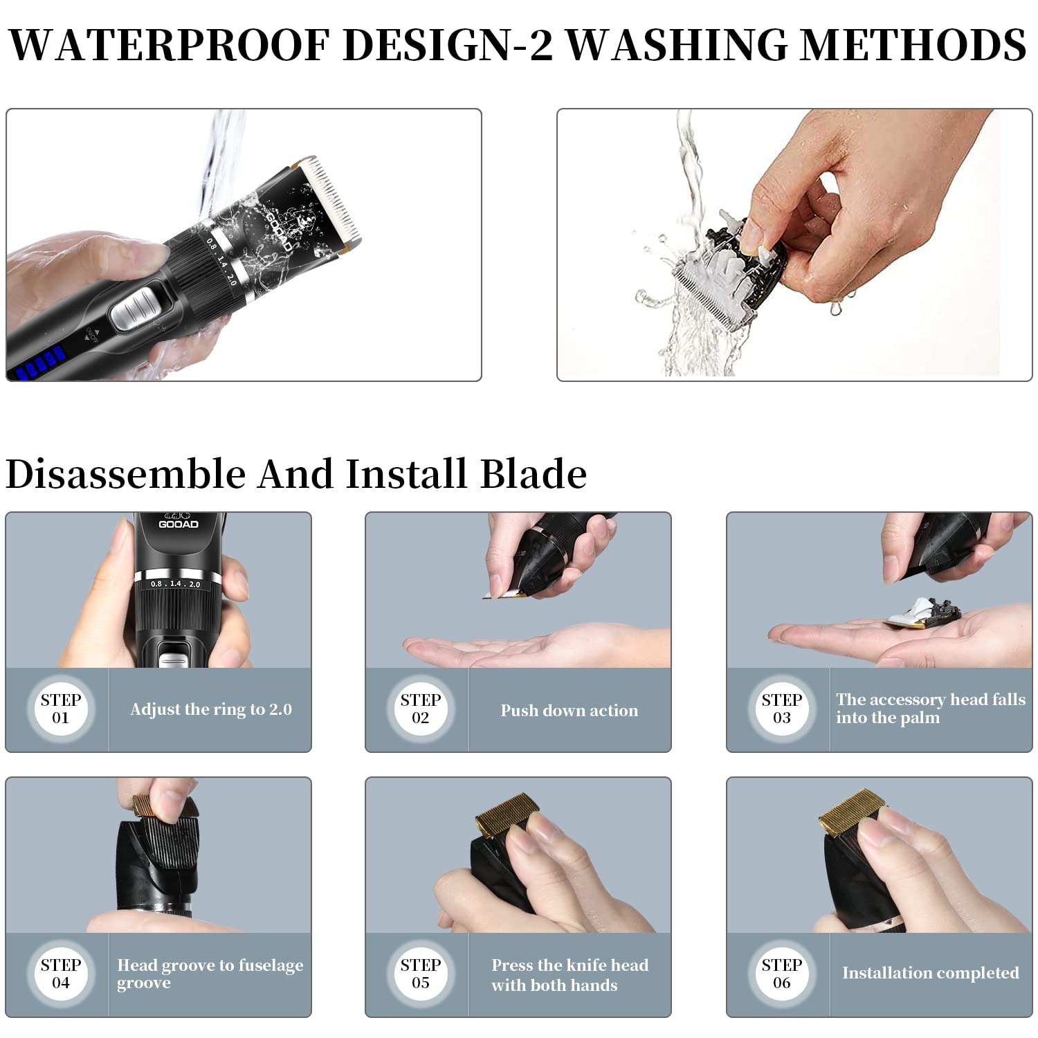 Dog Clippers, Professional Dog Grooming Kit, Cordless Dog Grooming Clippers For Thick Coats, Dog Hair Trimmer, Low Noise Dog Shaver Clippers, Quiet Pet Hair Clippers Tools For Dogs Cats(Black)