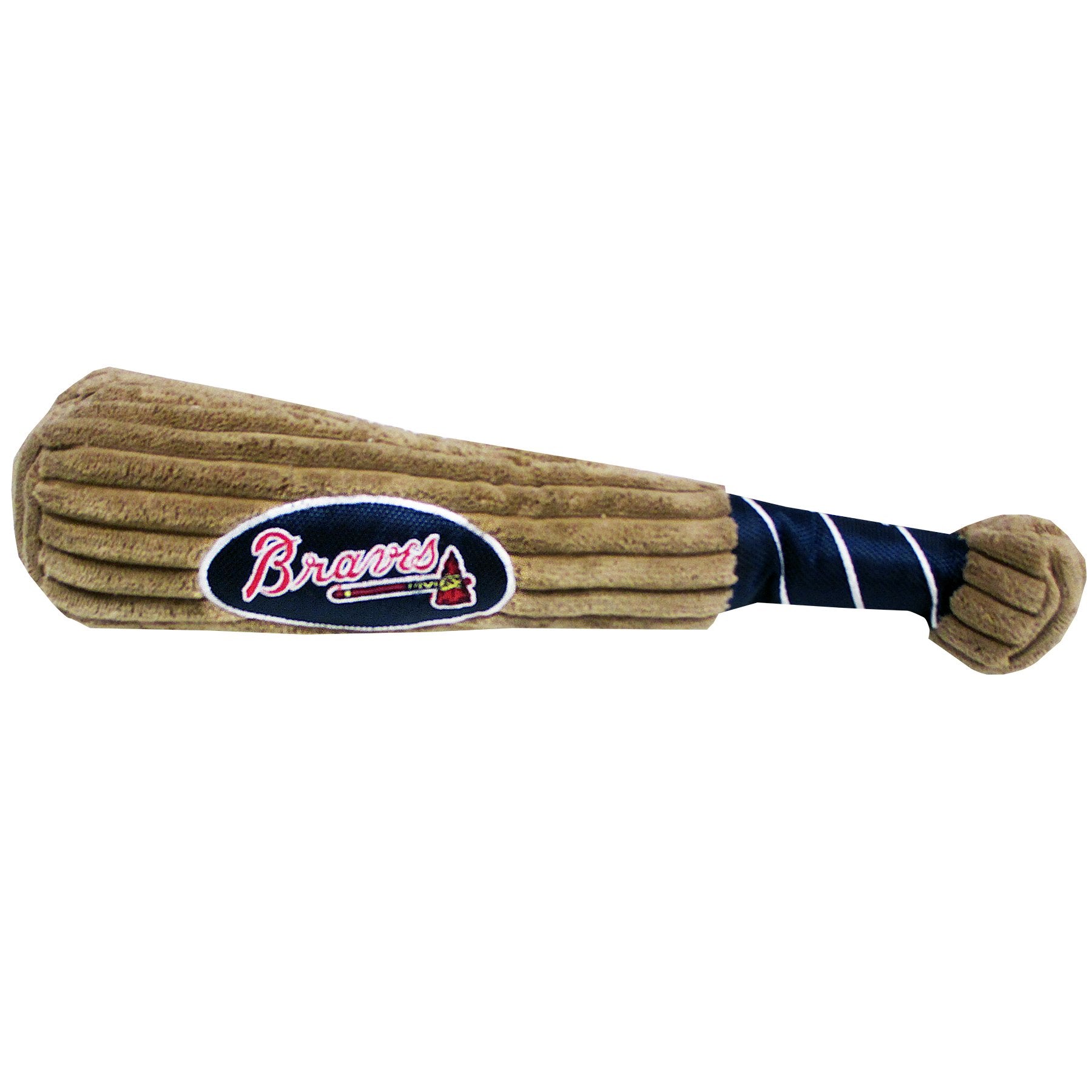 MLB Atlanta Braves Baseball Bat Toy for DOGS & CATS. Soft Corduroy Plush Dog Toy with Inner SQUEAKER, MLB Chew Toys for Dogs or 