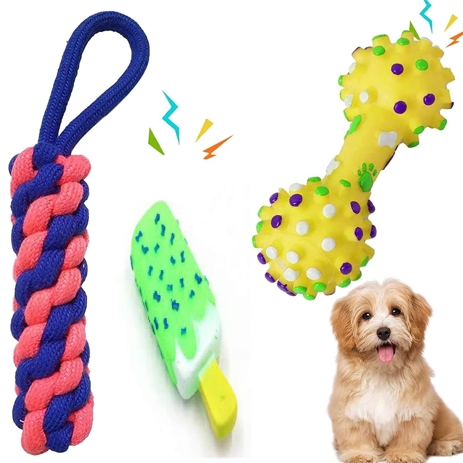 Psk Pet Mart Puppies Teething Chew Toys For Boredom, Pet Dog Chew Toys With Rope Toys, Dog Squeaky Toy For Puppy And Small Dogs 