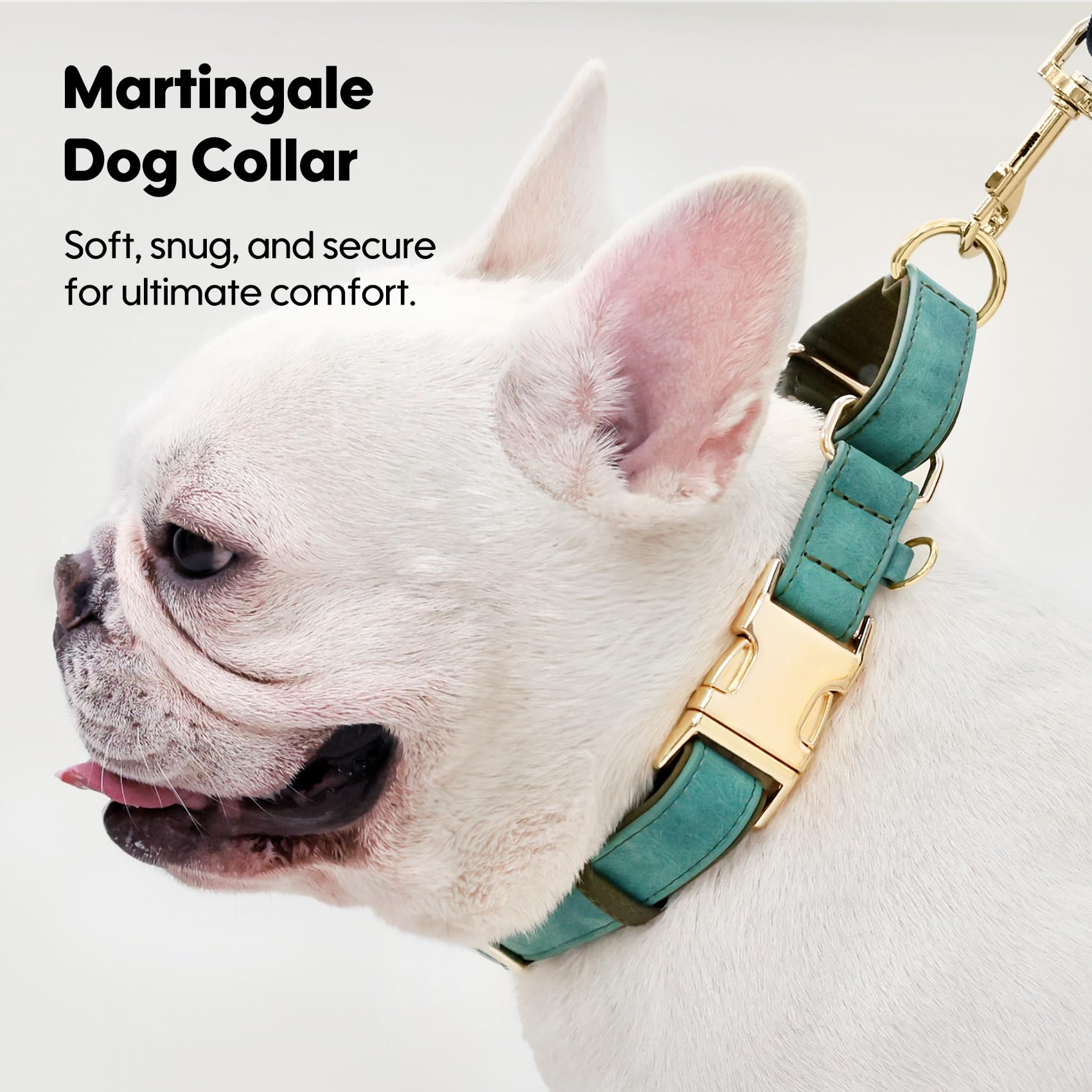 Whippy Vegan Leather Dog Collar No Slip Martingale Dog Collar With Quick Release Metal Buckle For Large Medium Small Dogs,Green