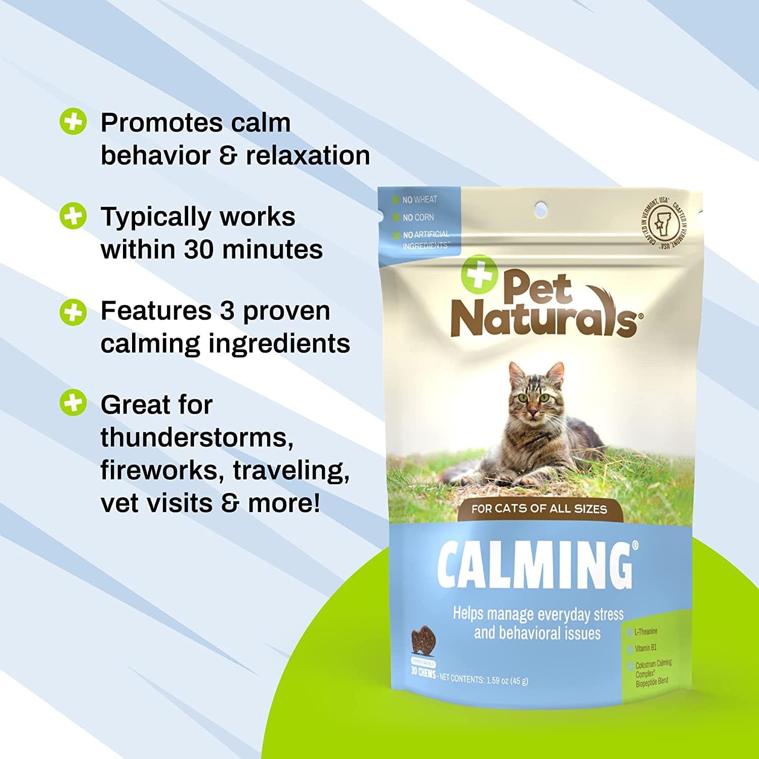 Pet Naturals Calming Chews for Cats, 30 Chews - Behavioral Support and Anxiety Relief for Travel, Boarding, Vet Visits and High