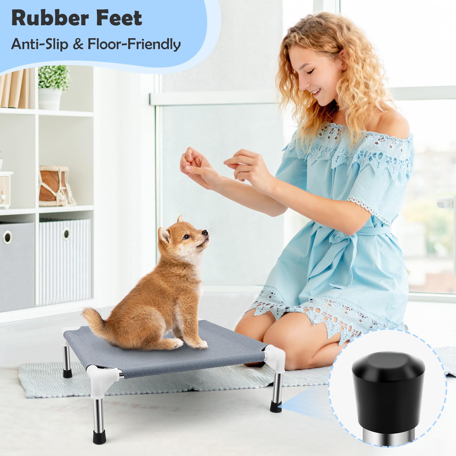 Elevated Dog Bed For Small Dogs, Outdoor Cooling Dog Bed Cot For Small Pets, Indoor Detachable Raised Dog Bed With Non-Slip Feet