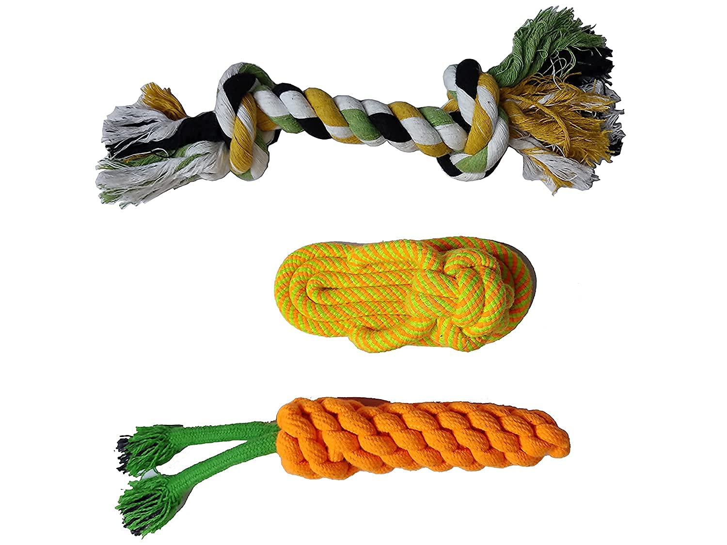 Rvpaws Durable Cotton Chewable Rope Teething Playing Toy For Puppies, Combo Pack Of 3