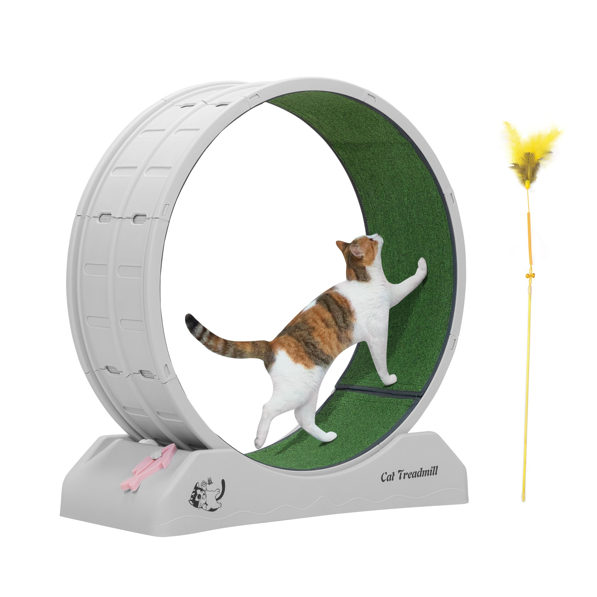 Coziwow Cat Wheel For Indoor Cats Exercise Running Wheel Cat Treadmill With Brake & Carpeted Runway, 31.5 Inch Easy To Install &