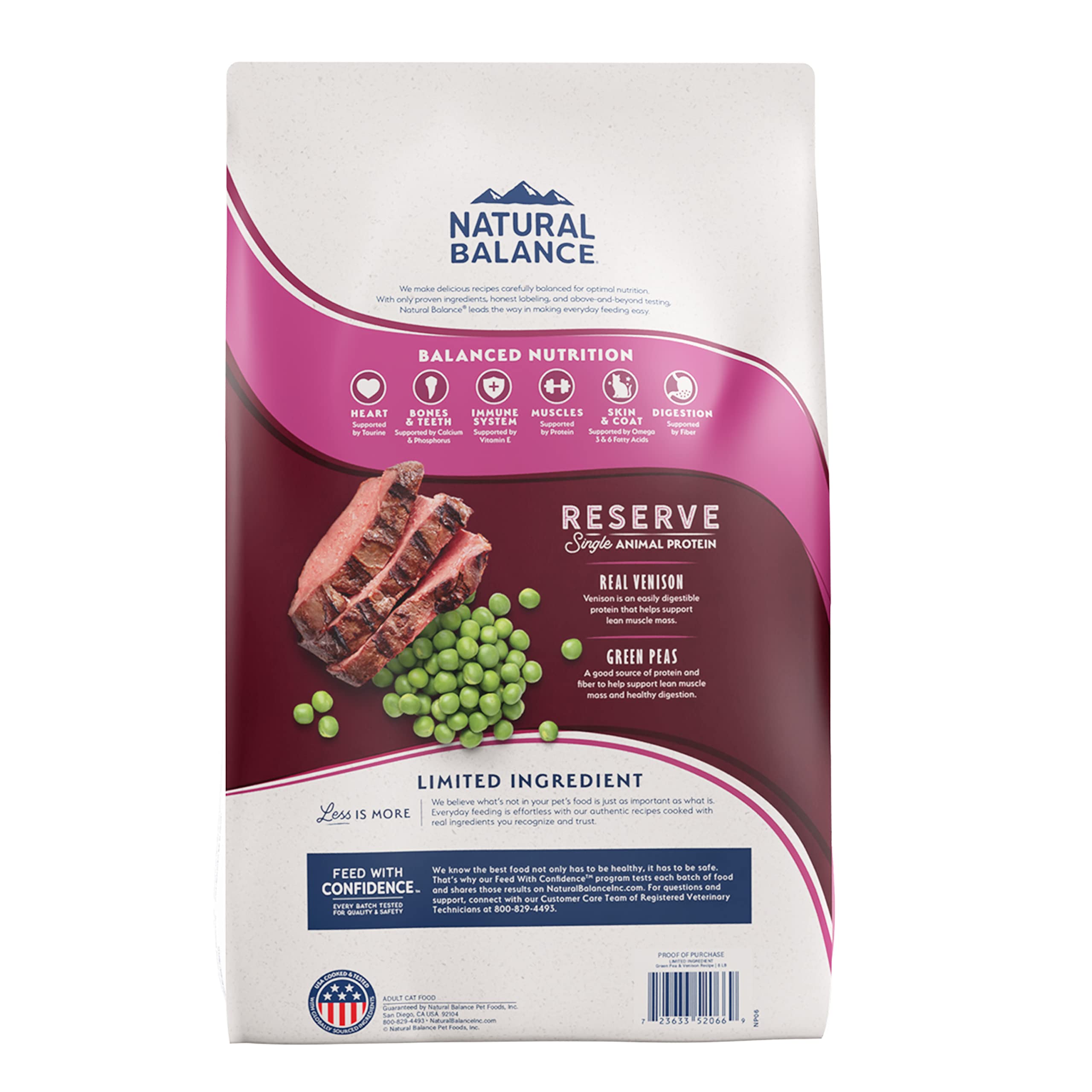 Natural Balance Limited Ingredient Reserve Grain Free Dry Cat Food, Green Pea & Venison Recipe, 8 Pounds