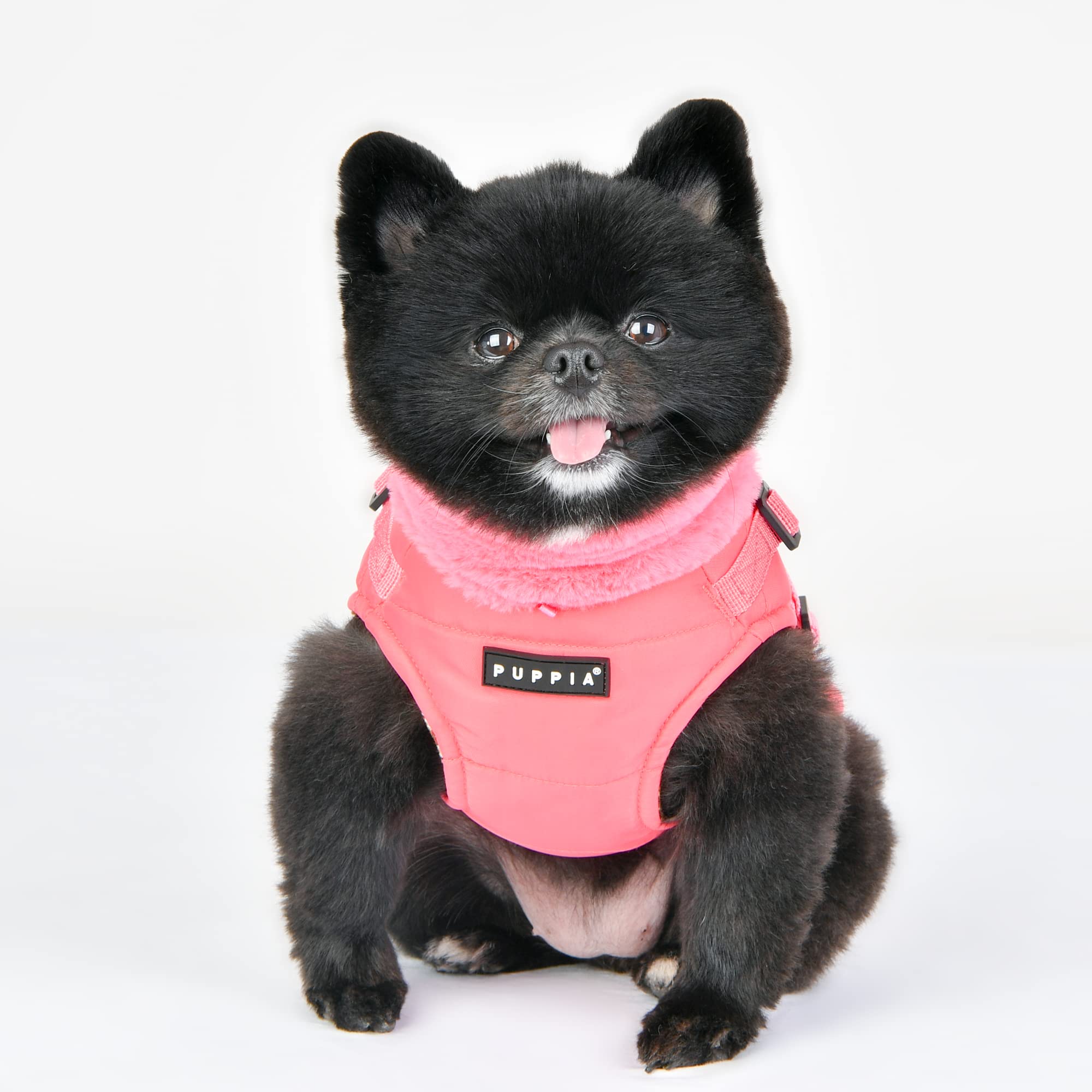 Puppia Donavan Winter Dog Coat With Integrated Harness No Pull Cold Weather Waterproof Warm Fleece Back Zipper For Small & Medium Dog, Pink, X-Large