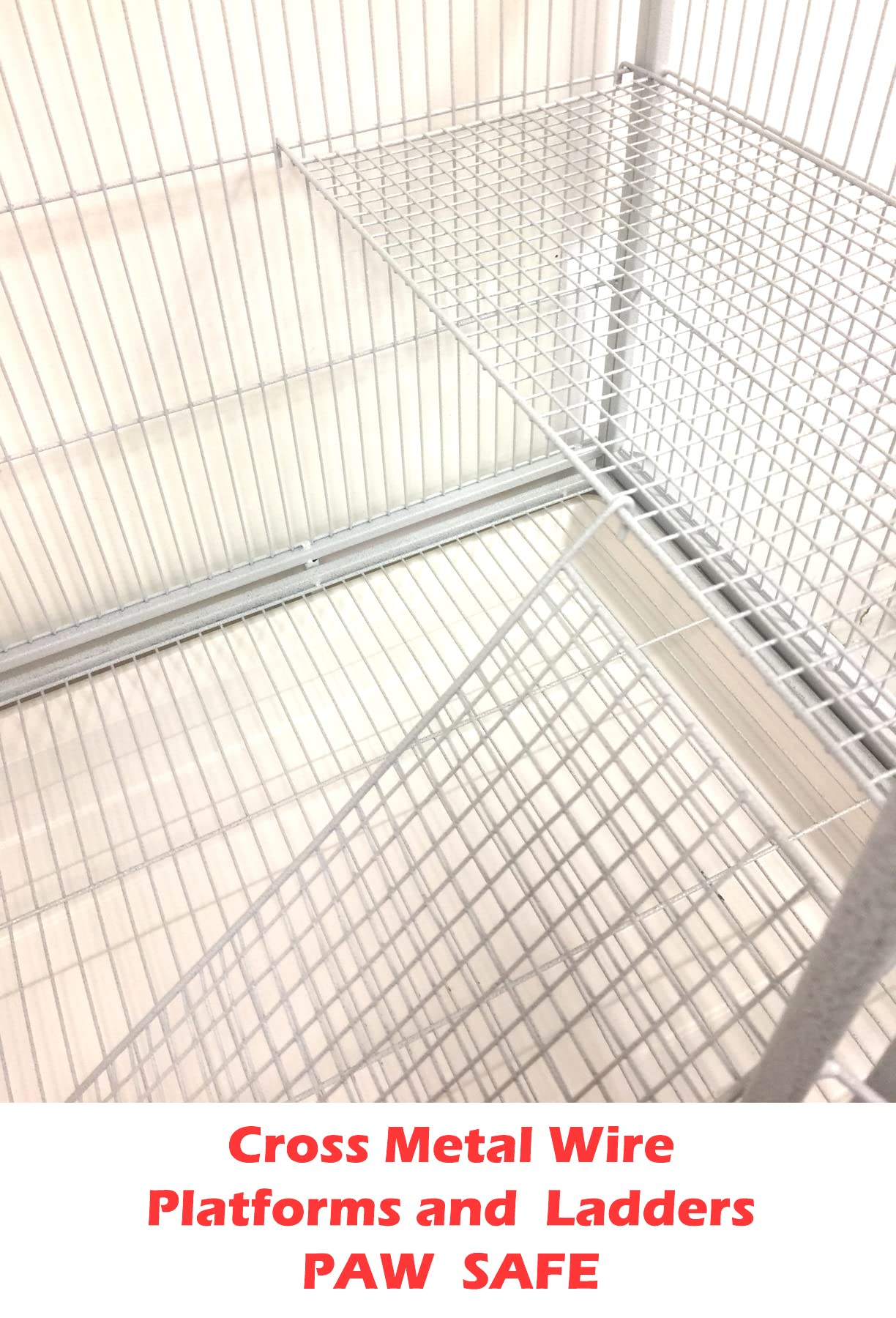 Mcage 54" Wrought Iron Double Center Divider Cage for Guinea Pigs, Ferrets, & More - White Vein, Metal, Model BG113
