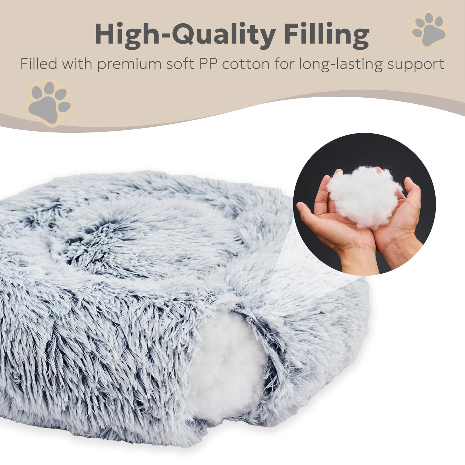 Olaphum Calming Dog Bed For Medium Size Dogs, Anti-Anxiety Donut Medium Pet Bed Washable, Anti-Slip Round Fluffy Plush Faux Fur