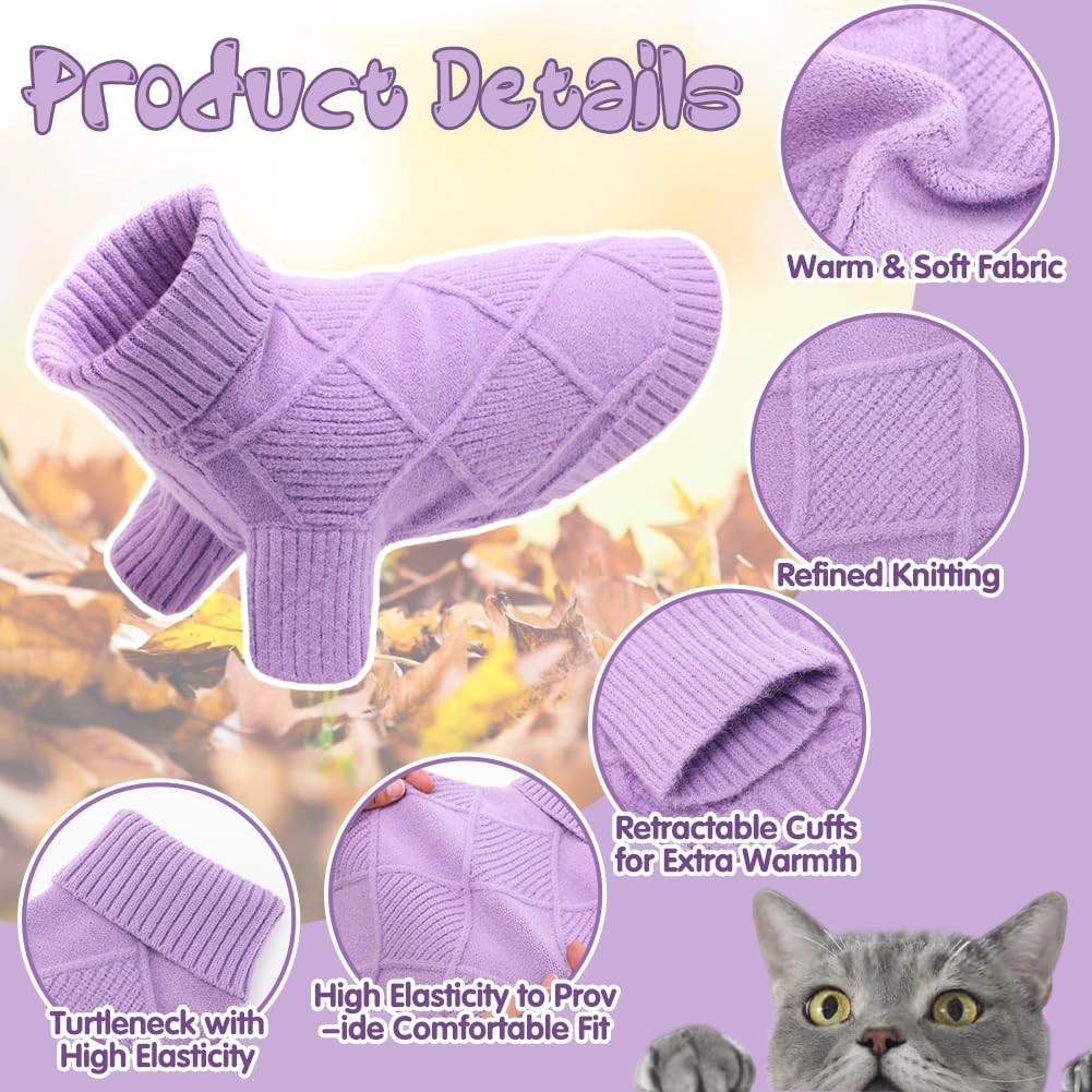 Emust Dog Sweaters For Large Dogs, Elastic Large Dog Sweater With Sleeves, Soft Dog Turtleneck Sweater For Fall & Winter, Purple