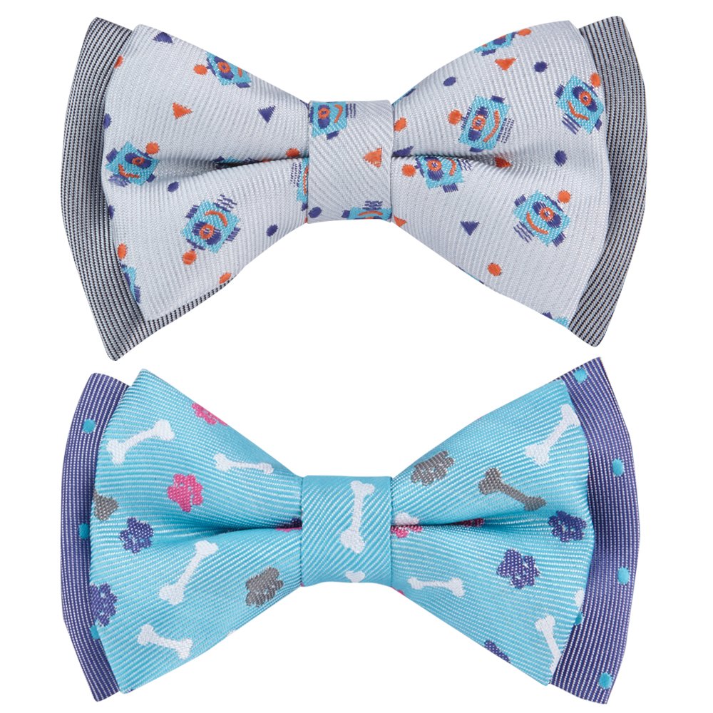 Blueberry Pet Gift Box With Pack Of 2 Handmade Dog Cat Bow Tie, Go For Fun Designer Bowtie Set, 4' * 2.5'