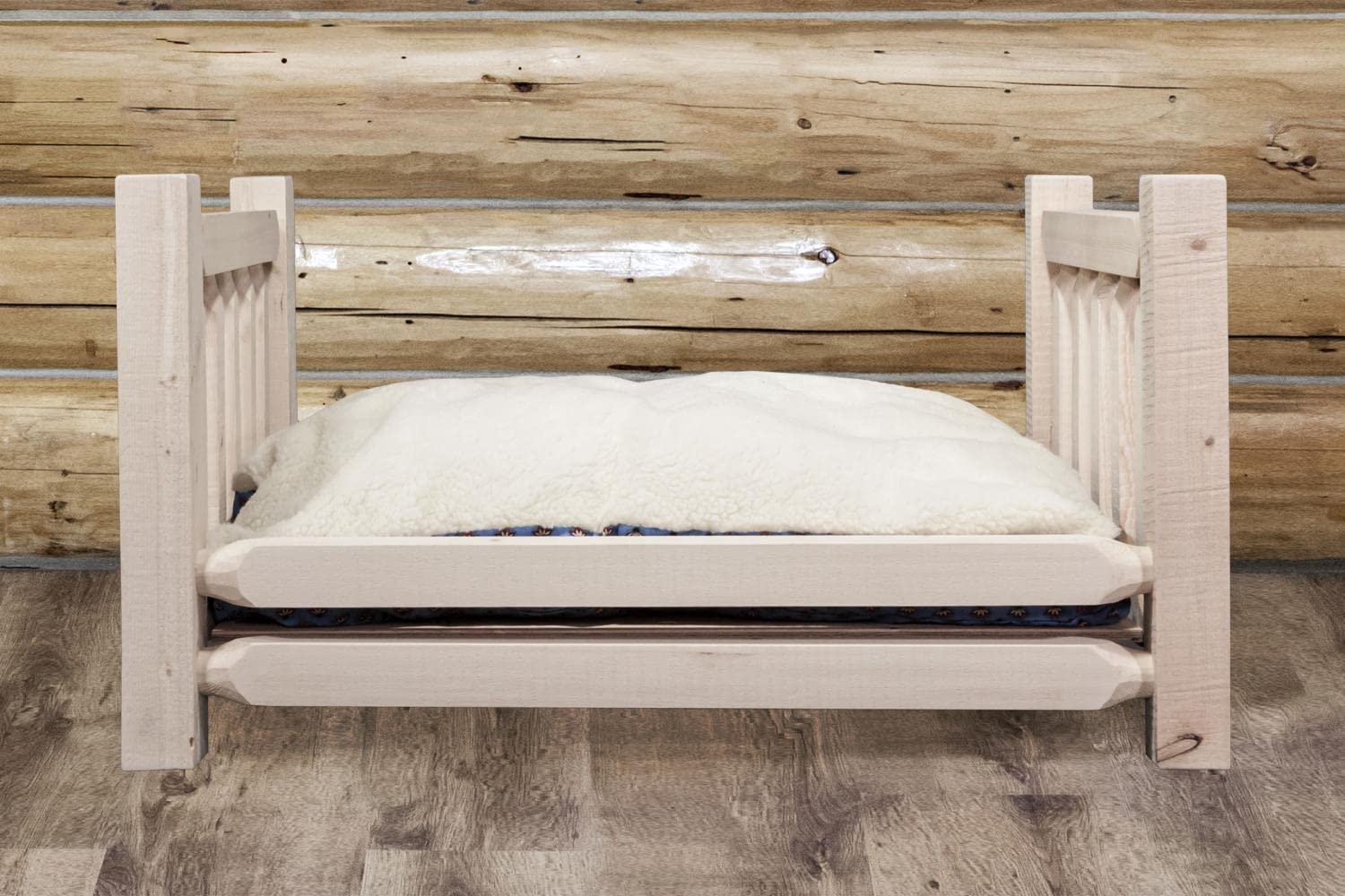 Montana Woodworks Homestead Collection Large Pet Bed with 30 by 40-Inch Mattress, Clear Lacquer Finish