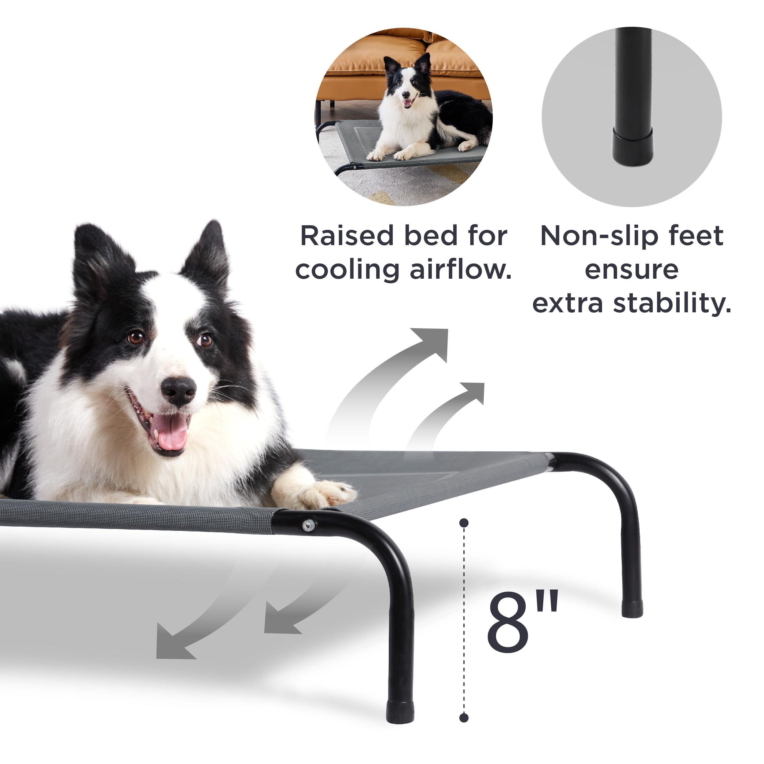 Bedsure Xl Elevated Cooling Dog Bed Cot, Raised Pet Beds With No-Slip Feet, Stable Frame & Durable Supportive Teslin Recyclable Mesh, Breathable, Indoor And Outdoor, Multi Size Breathable Mesh