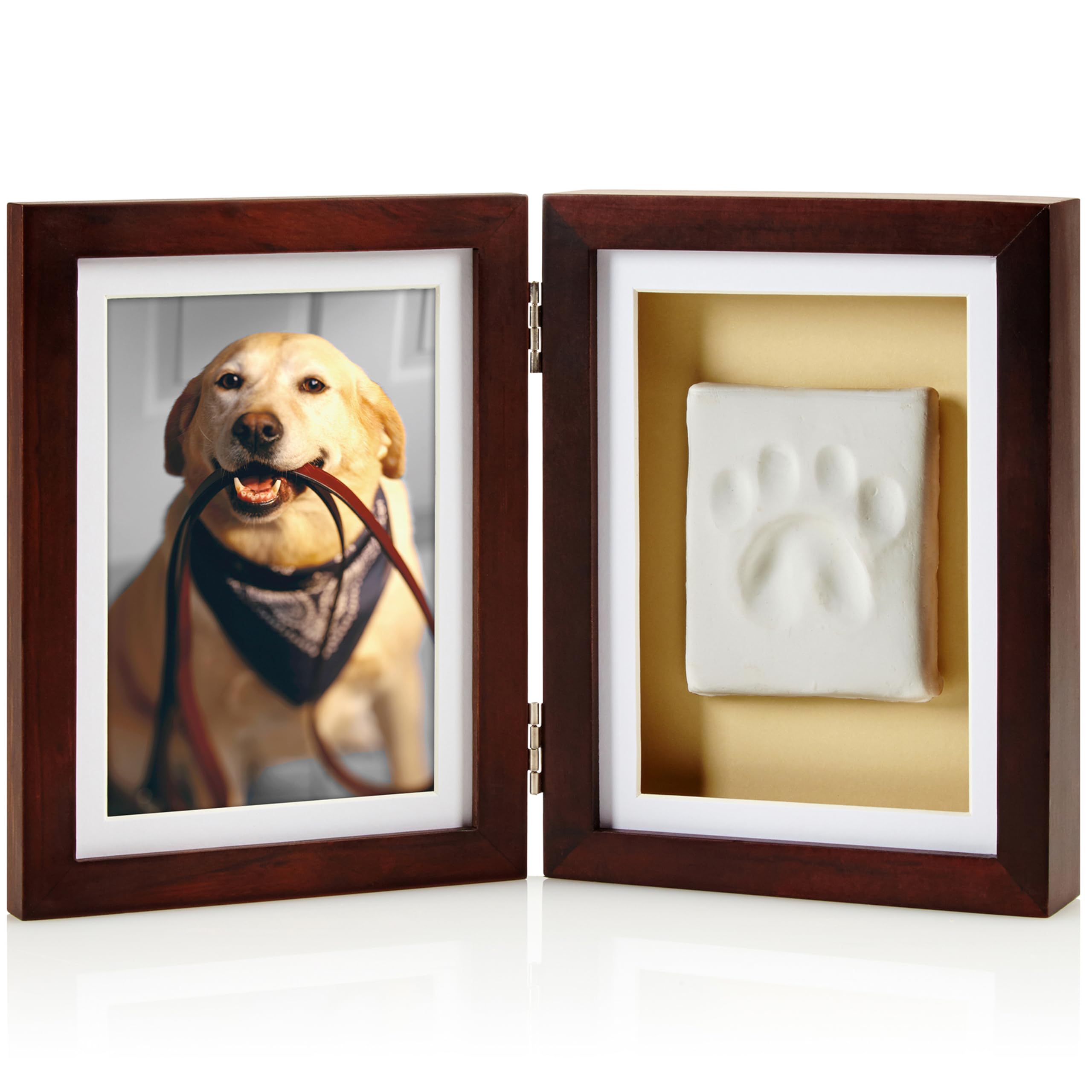 Pearhead Pet Paw Print Photo Frame With Clay Imprint Kit  Pawprint Making Kit and Photo Display for Cats and Dogs, NoMess Pawp