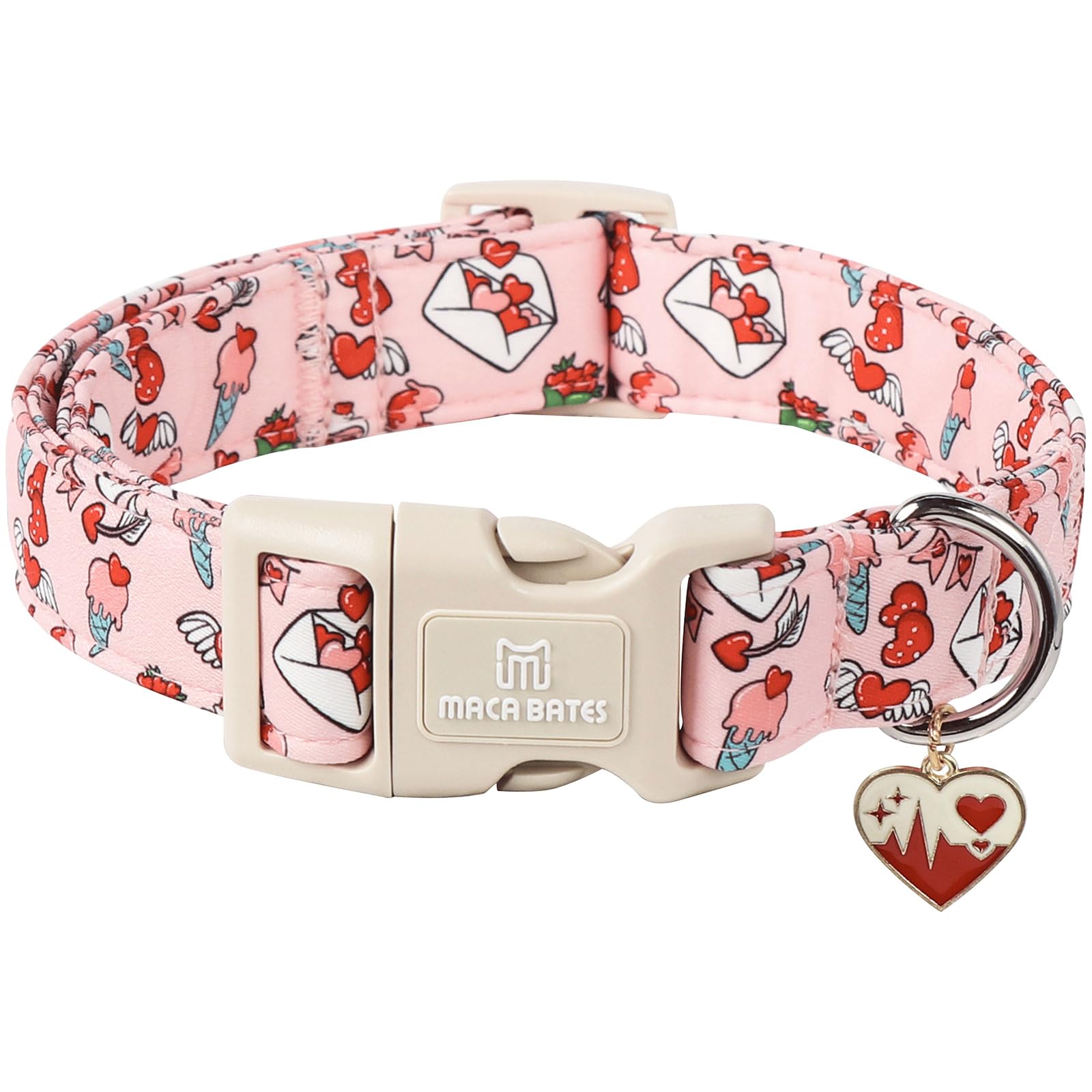 Maca Bates Valentine Day Dog Collar Love Letter Red Sweet Heart Valentines Dogs Collars Durable Soft Adjustable Collor Valentine