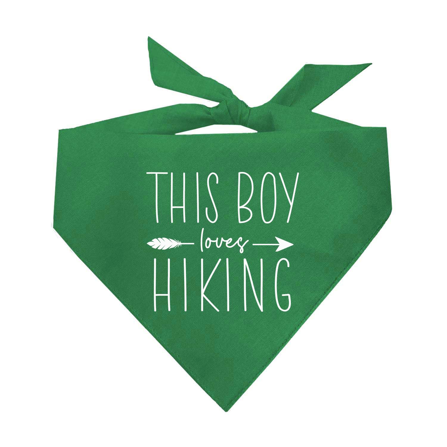 This Boy Loves Hiking Dog Bandana | 100% Cotton | Made In Usa | Hiking | Camping | Outdoors | Nature |Green, One Size (798)