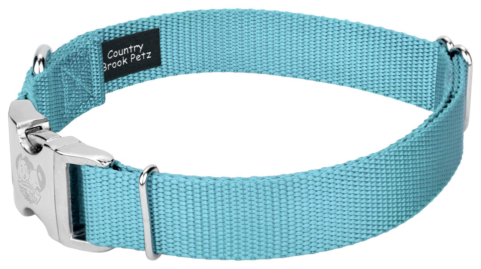 Country Brook Design - Vibrant 30+ Color Selection - Premium Nylon Dog Collar With Metal Buckle (Medium, 3/4 Inch, Ocean Blue)