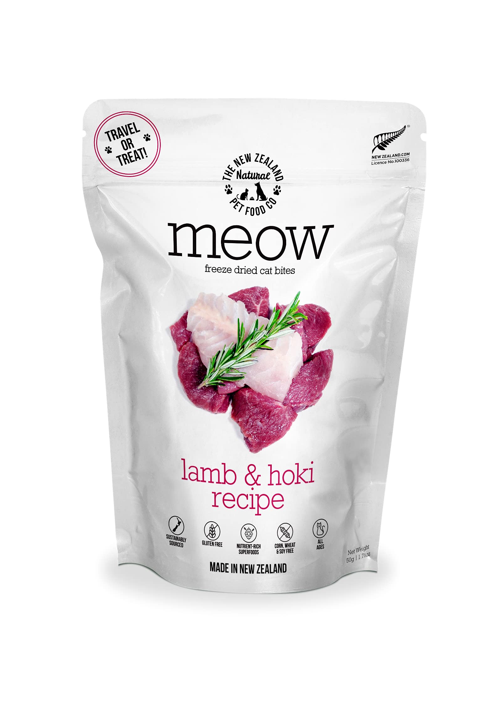 The New Zealand Natural Pet Food Co Meow Freeze Dried Cat Food - Lamb & Hoki Recipe, High Protein Treats, Meals & Toppers, Dry C