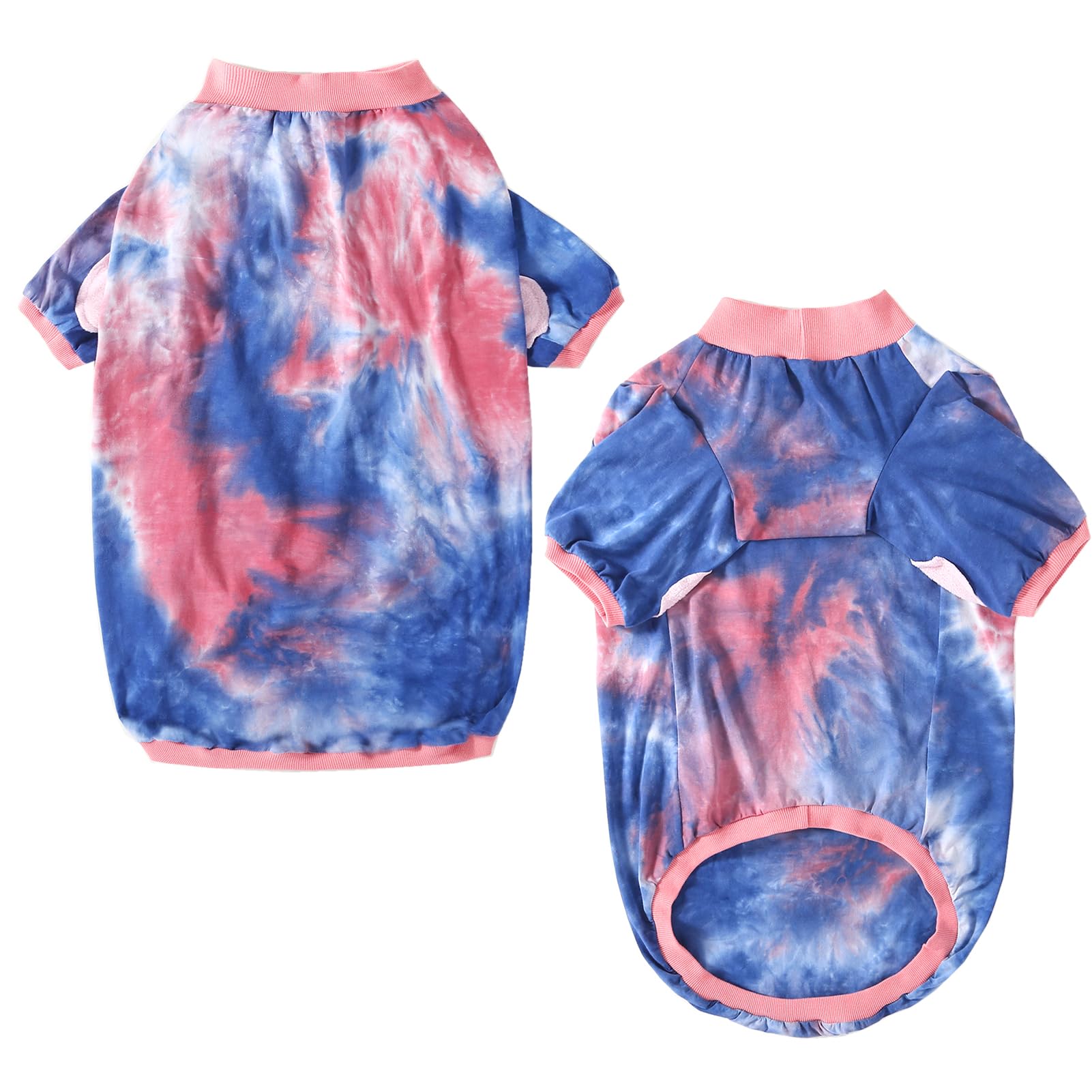 Pripre Dog Cotton Pink Blue T-Shirts Soft And Stretchy Dog Shirt Pajamas Pets Clothes For Large Dogs(Large Pinkblue)