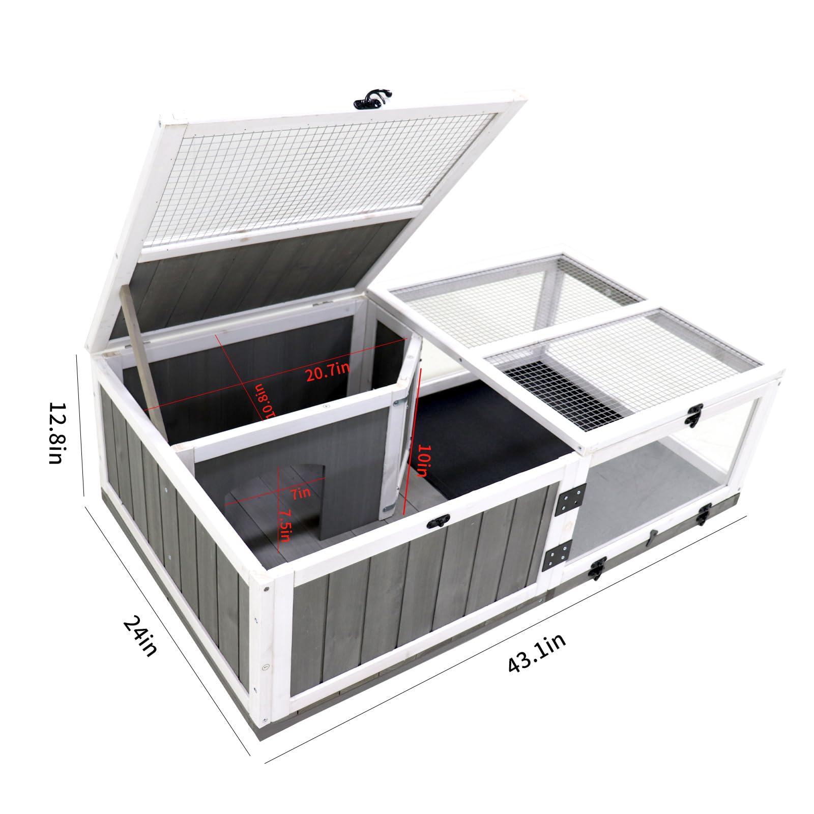 Tortoise Habitat, Wooden Tortoise House W/Removable Waterproof Tray Indoor Outdoor Turtle Enclosure For Small Animals Outdoor Wo