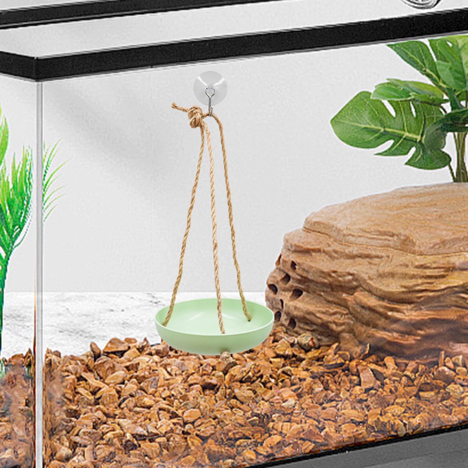 MinrzPet Plastic Frog Swing Toys with Suction Cup, Frog Habitat Platform, Reptile Decorations for Terrarium, Frog Tank Accessori
