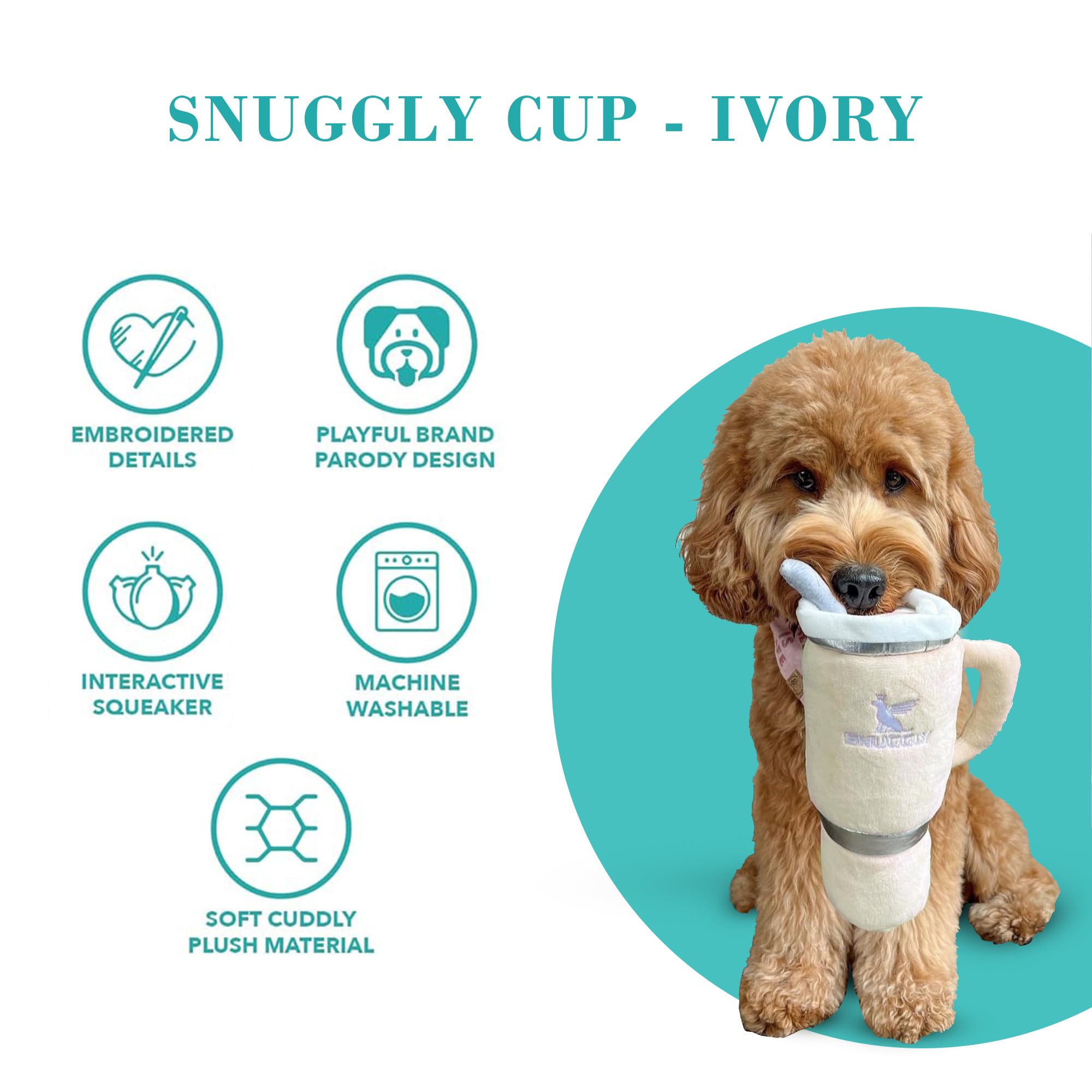 Haute Diggity Dog Snuggly Cup, Plush Designer Dog Toys With Interactive Squeaker, Stimulating Pet Enrichment, Machine-Washable &