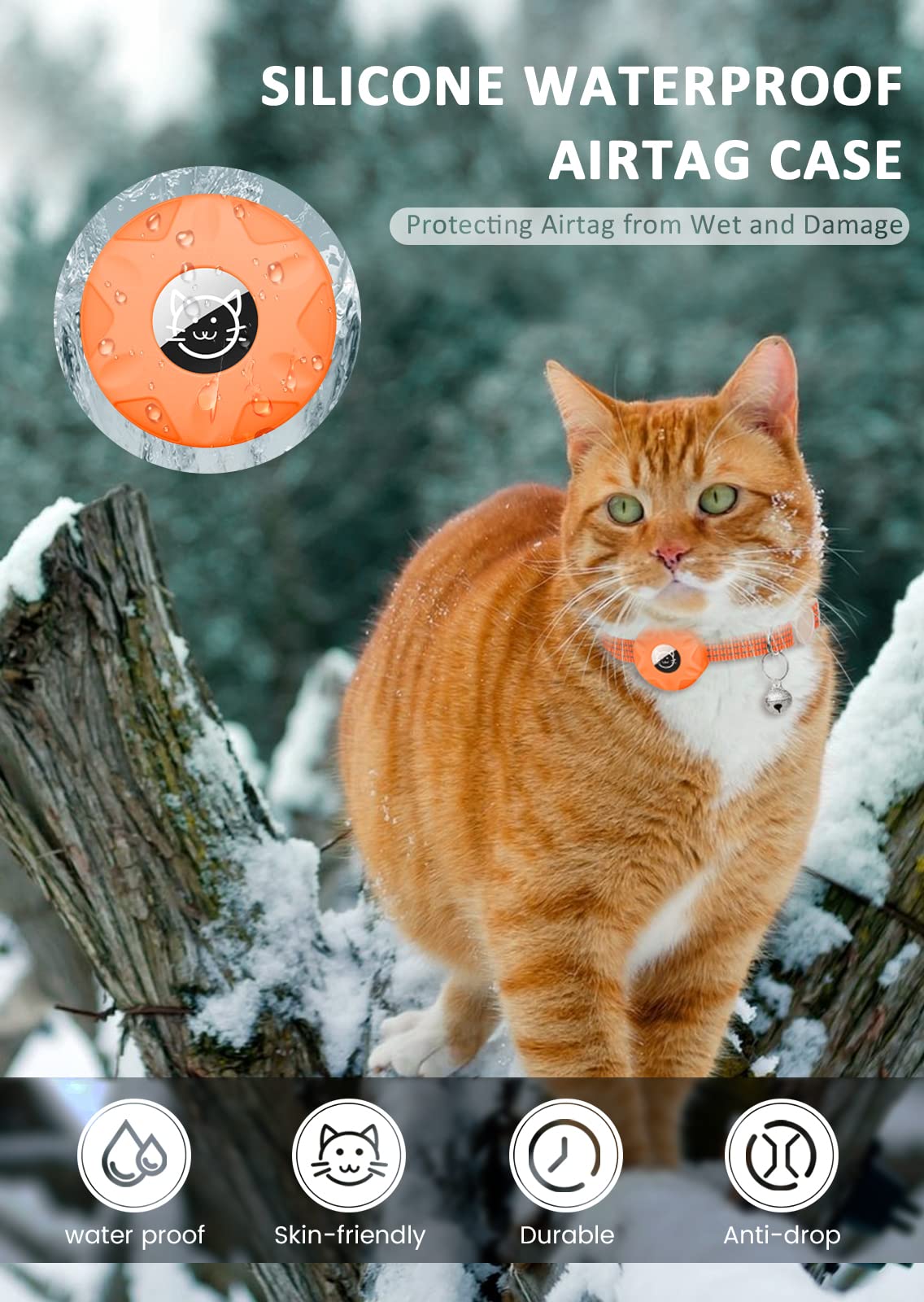 Airtag Cat Collar, Reflective Kitten Collar Breakaway Apple Air Tag Cat Collar, Gps Cat Collar With Airtag Holder And Bell, Ligh