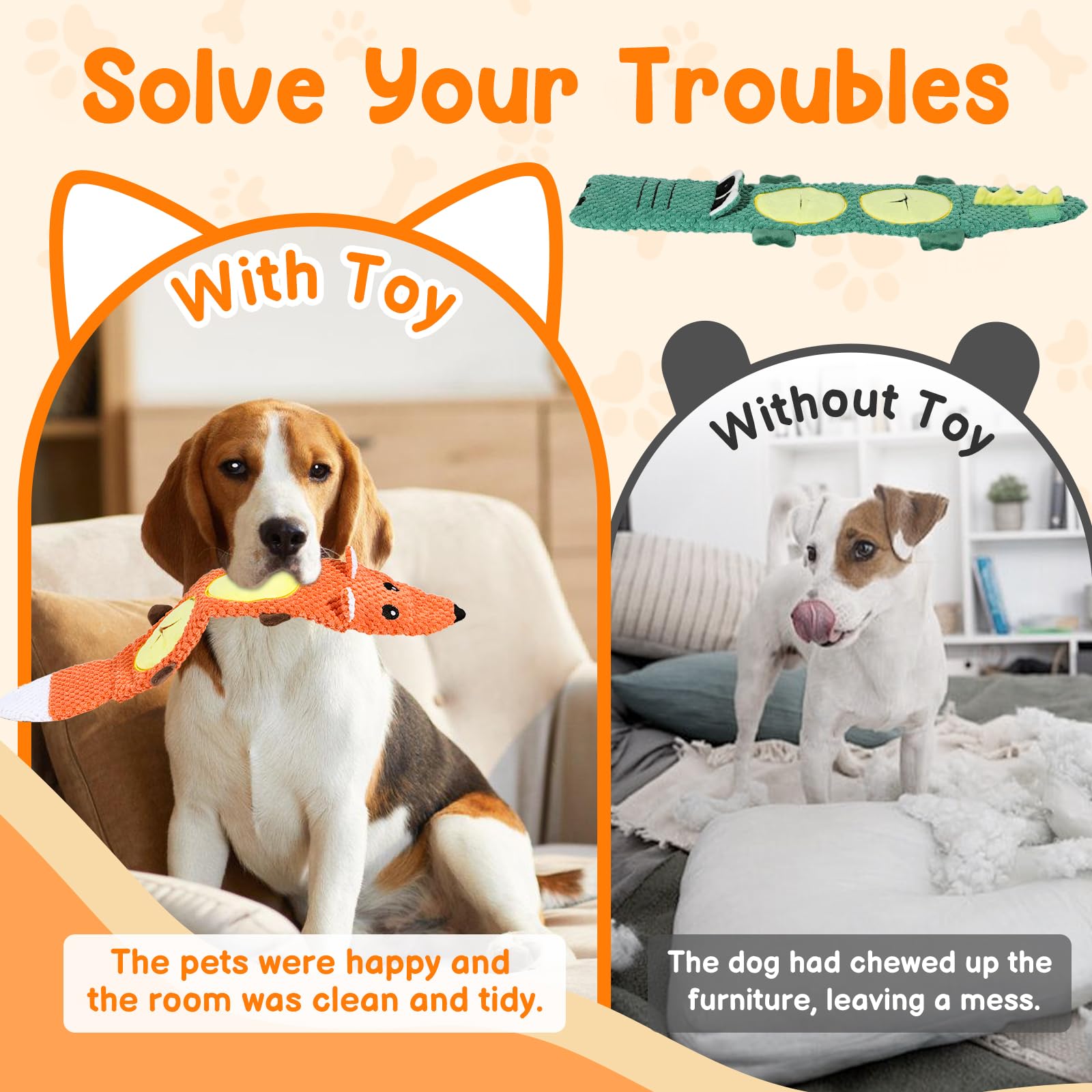 QWYXZZ 2 Pack Dog Toys for Aggressive Chewers - Interactive Dog Toys, Interactive Puppy Dog Chew Toys with Squeaker & No Stuffin