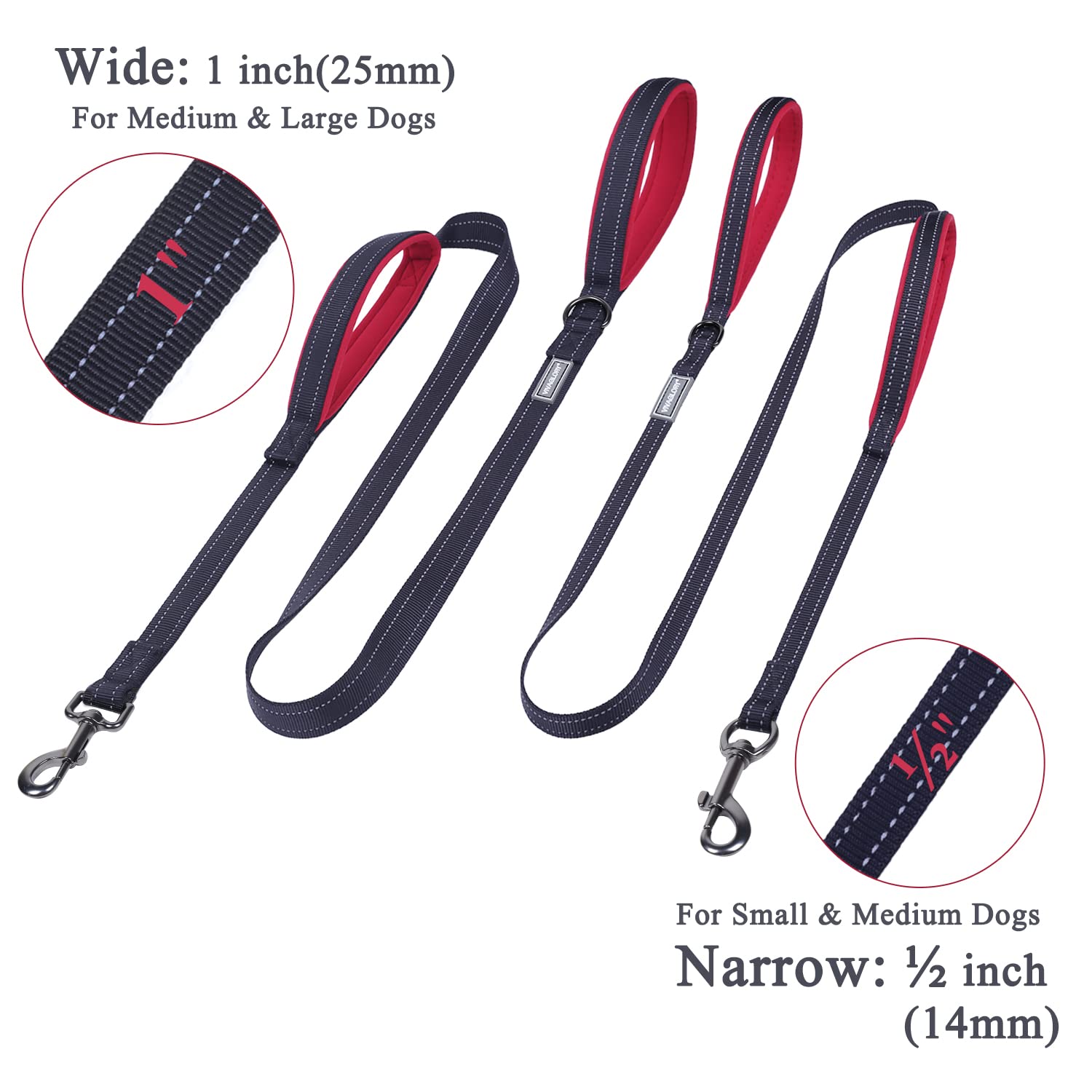 Vivaglory Dog Leash With Two Padded Handles, Heavy Duty 6Ft Reflective Nylon Traffic Leash Training Walking Lead With For Mediun Large Breed Dogs, Orange