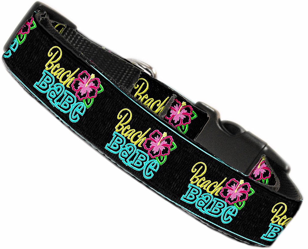 Pet Dog & Cat Nylon Collar or Leash, "Beach Babe" MD Collar
