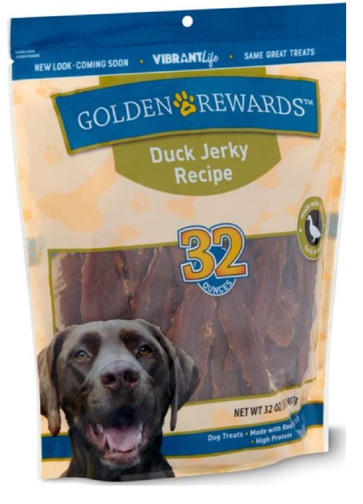 Golden Rewards Duck Jerky Dog Treats, 32 oz - Natural Dog Treats, 2 lb Pack