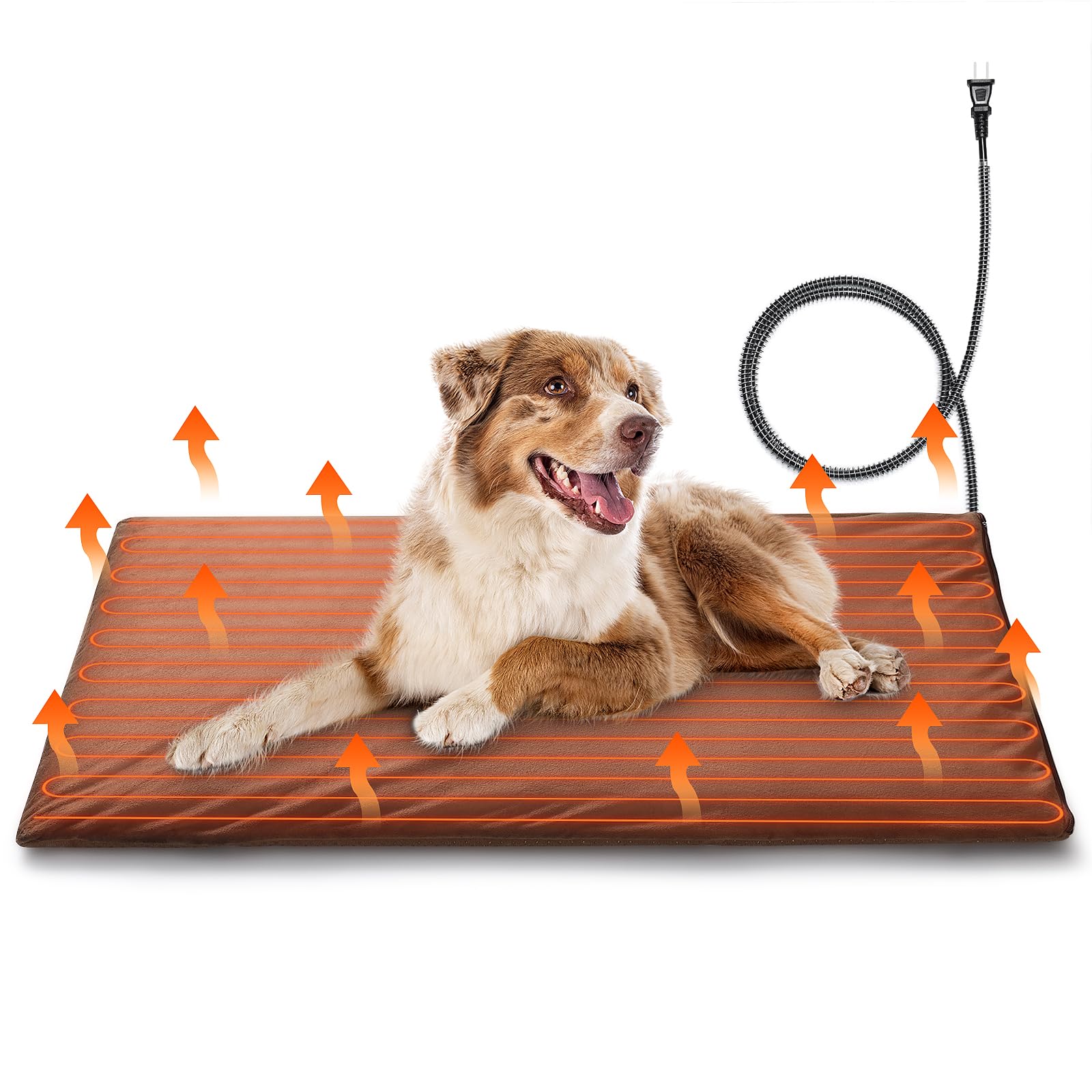 Turbro 35X24    Large Pet Heating Pad, Electric Heated Dog Bed For Large Breeds, Air Valve Design, Anti-Bite Cord, Ultra-Soft An