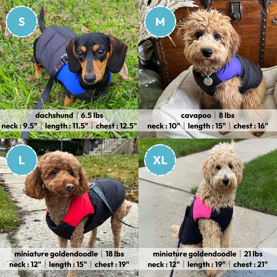 Gooby Padded Vest Dog Jacket - Purple, X-Small - Warm Zip Up Vest Fleece Jacket With Dual D Ring Leash - Winter Water Resistant