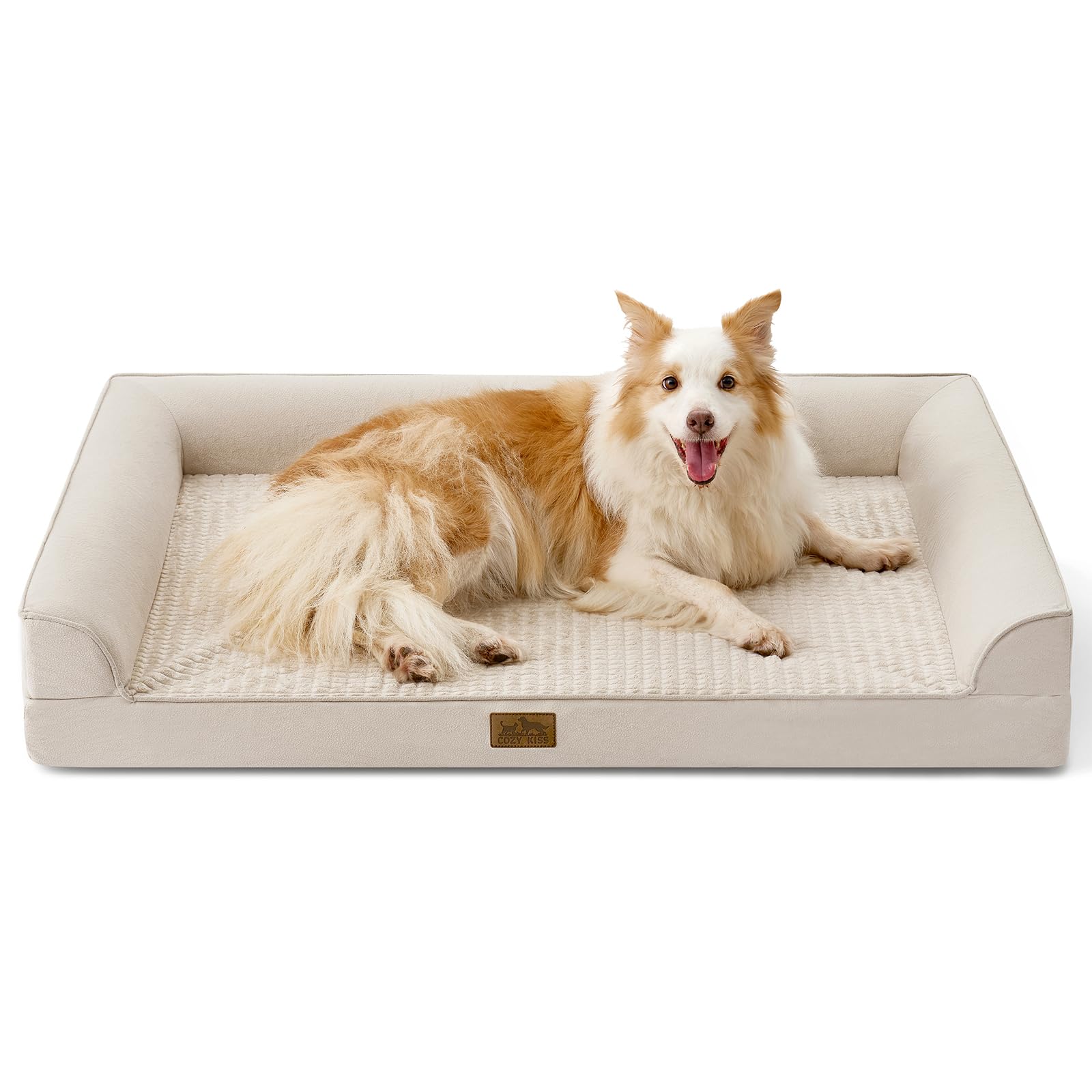 COZY KISS Orthopedic Dog Beds for Large Sized Dog, XL Bolster Pet Couch with Waterproof Lining, Egg Crate Foam Sofa for Pets Up 
