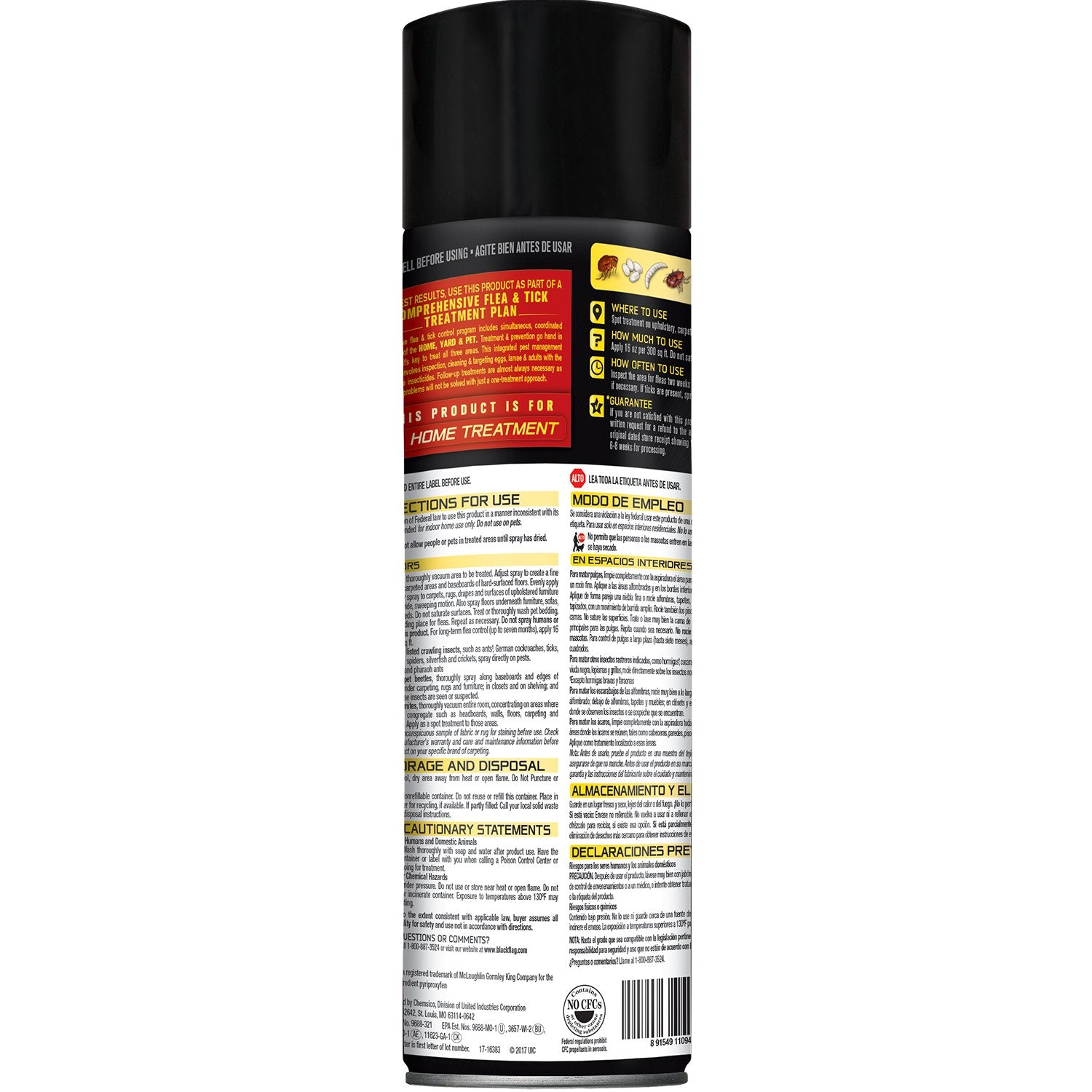 Black Flag Flea & Tick Killer for Upholstery & Pet Bedding Aerosol, 16-Ounce