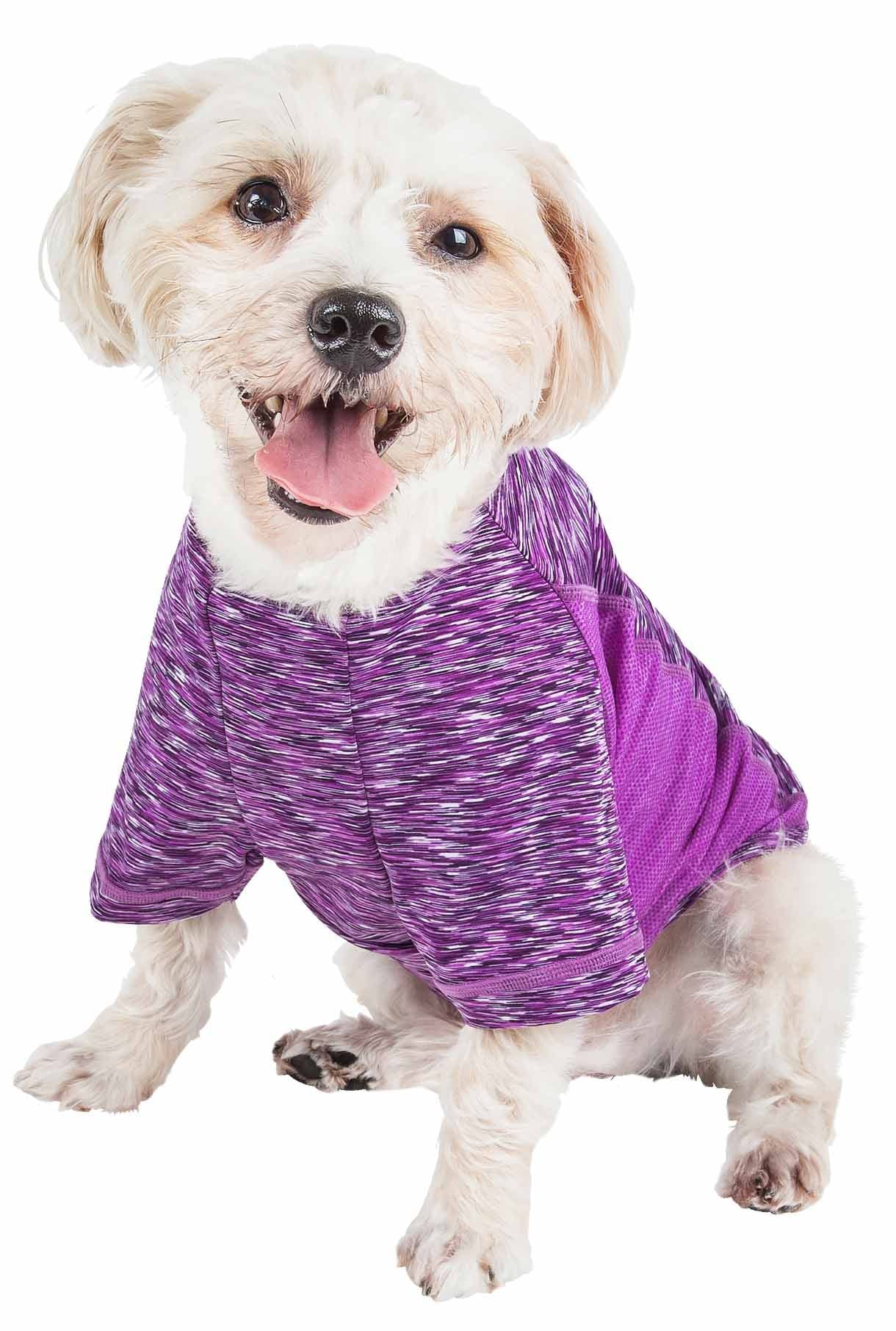 Pet Life ® Active 'Warf Speed' Heathred Dog Fitness and Yoga Pet T-Shirt Dog Clothes - Performance Dog T-Shirt with 4-Way-Stretch, Reflective and Quick-Dry Technology - Summer Dog Shirts X-Large
