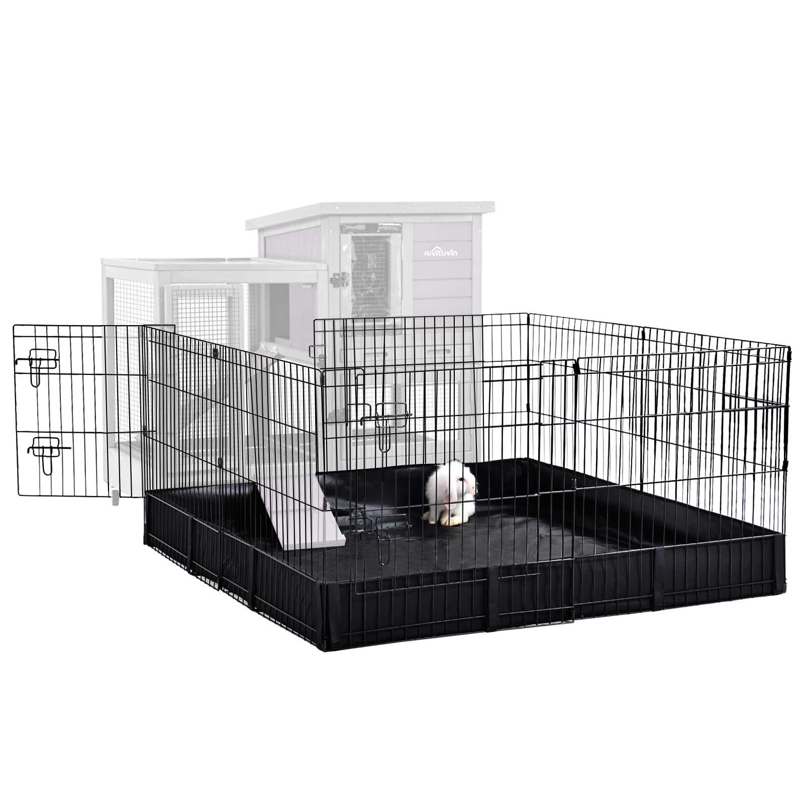 Aivituvin Pet Playpen, Small Animal Cage, Exercise Pen and Enclosure with Waterproof Floor Mat and Door- Package is Extension Pl