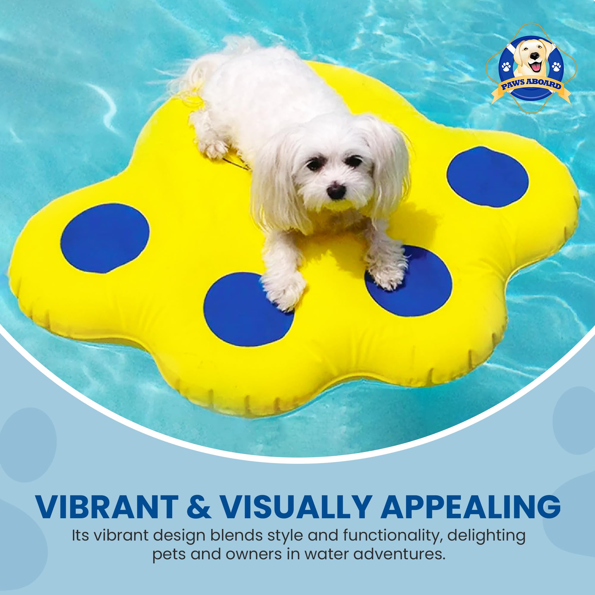 Paws Aboard Durable Floating Doggy Lazy Raft - Heavy-Duty, Puncture Resistant, Vinyl Inflatable Pool Floats For Dogs, Ideal For