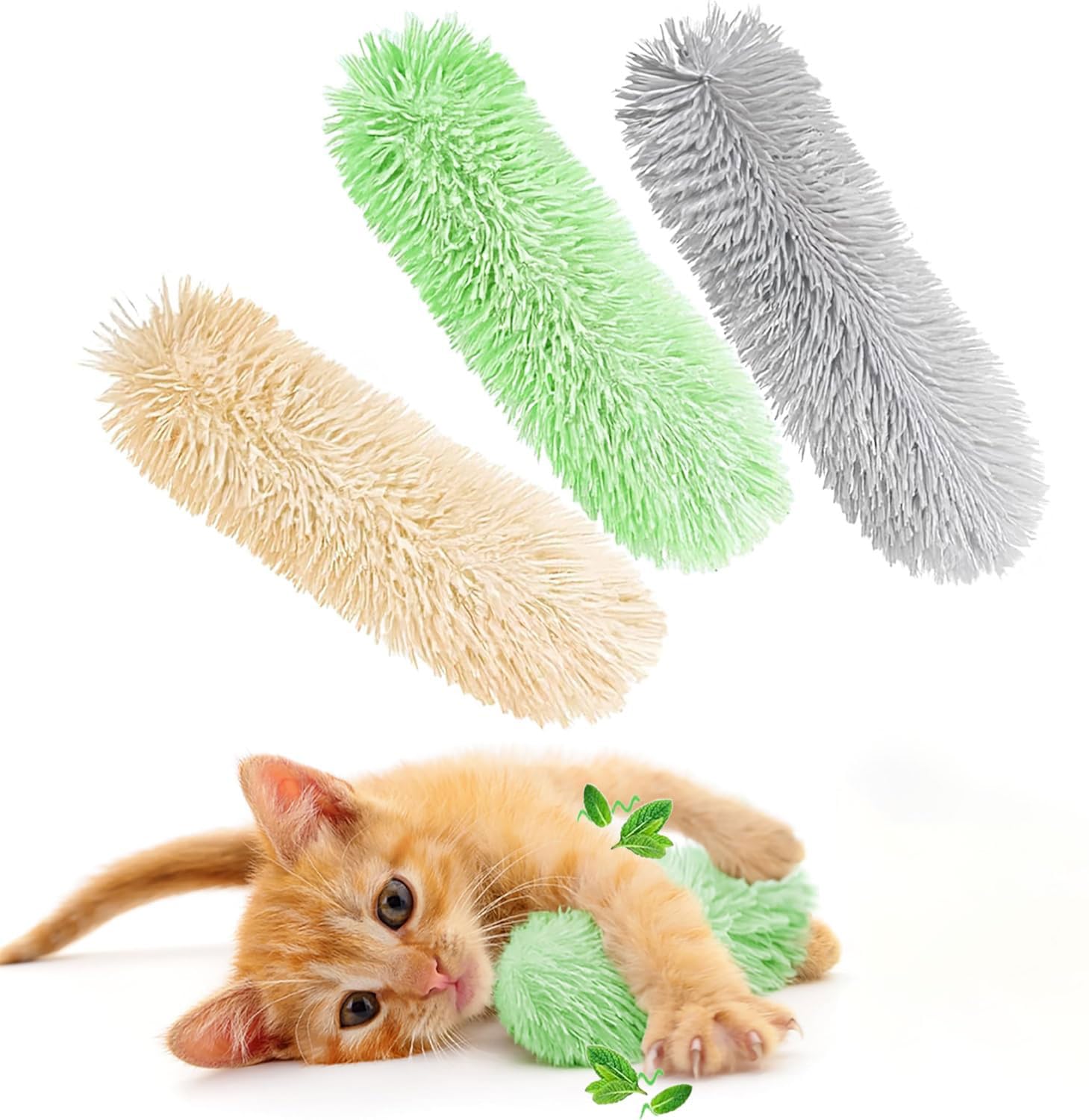 Massmot 3Pcs Plush Catnip Cat Kicker Toys, Interactive Catnip Filled Kicker Pillow Toy For Indoor Cats & Kittens, Soft Chew Toys