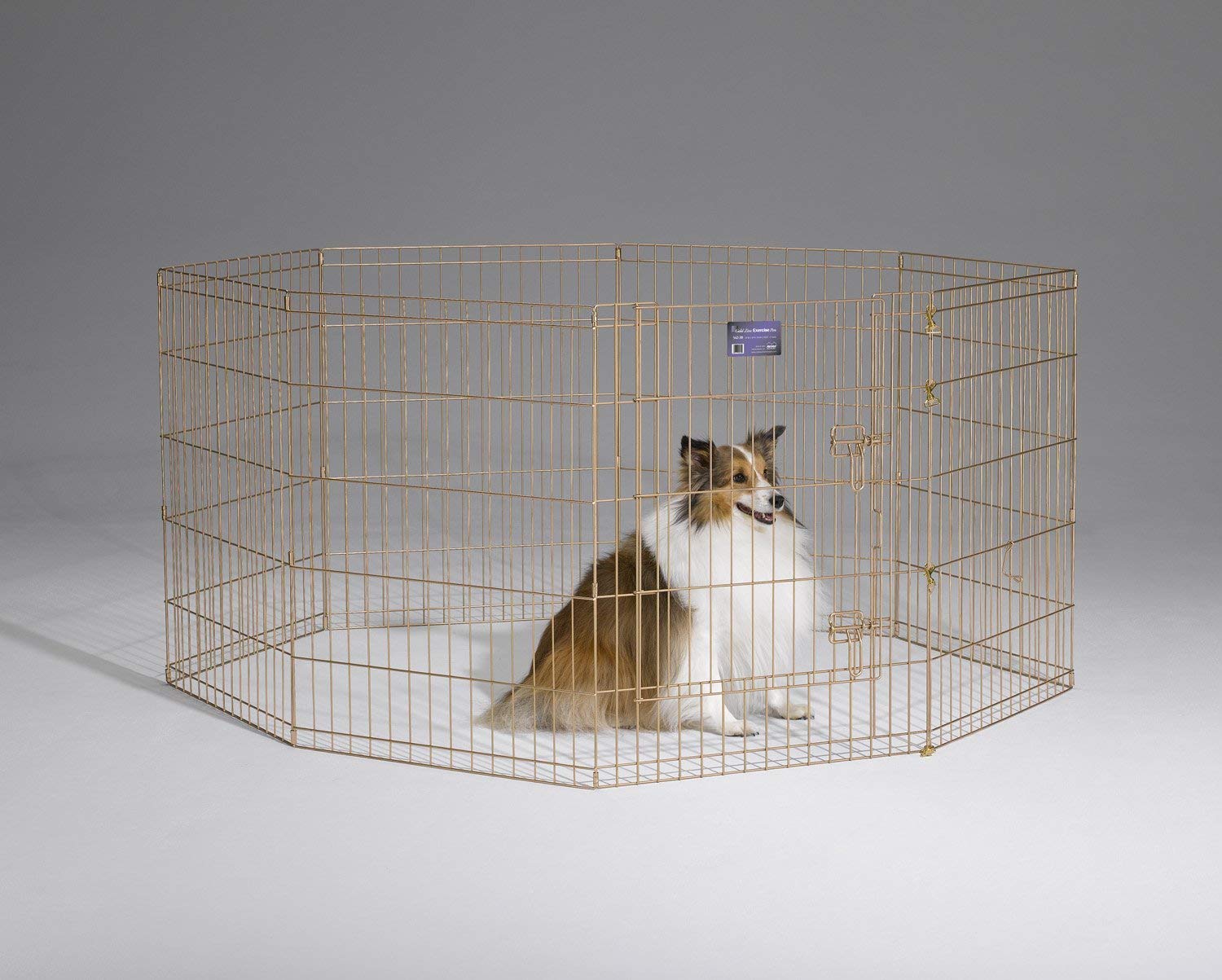 MidWest Homes for Pets Foldable Metal Dog Exercise Pen, 30"H x 24"W, Gold Zinc with Door, 1-Year Warranty, Model B00063KG0K