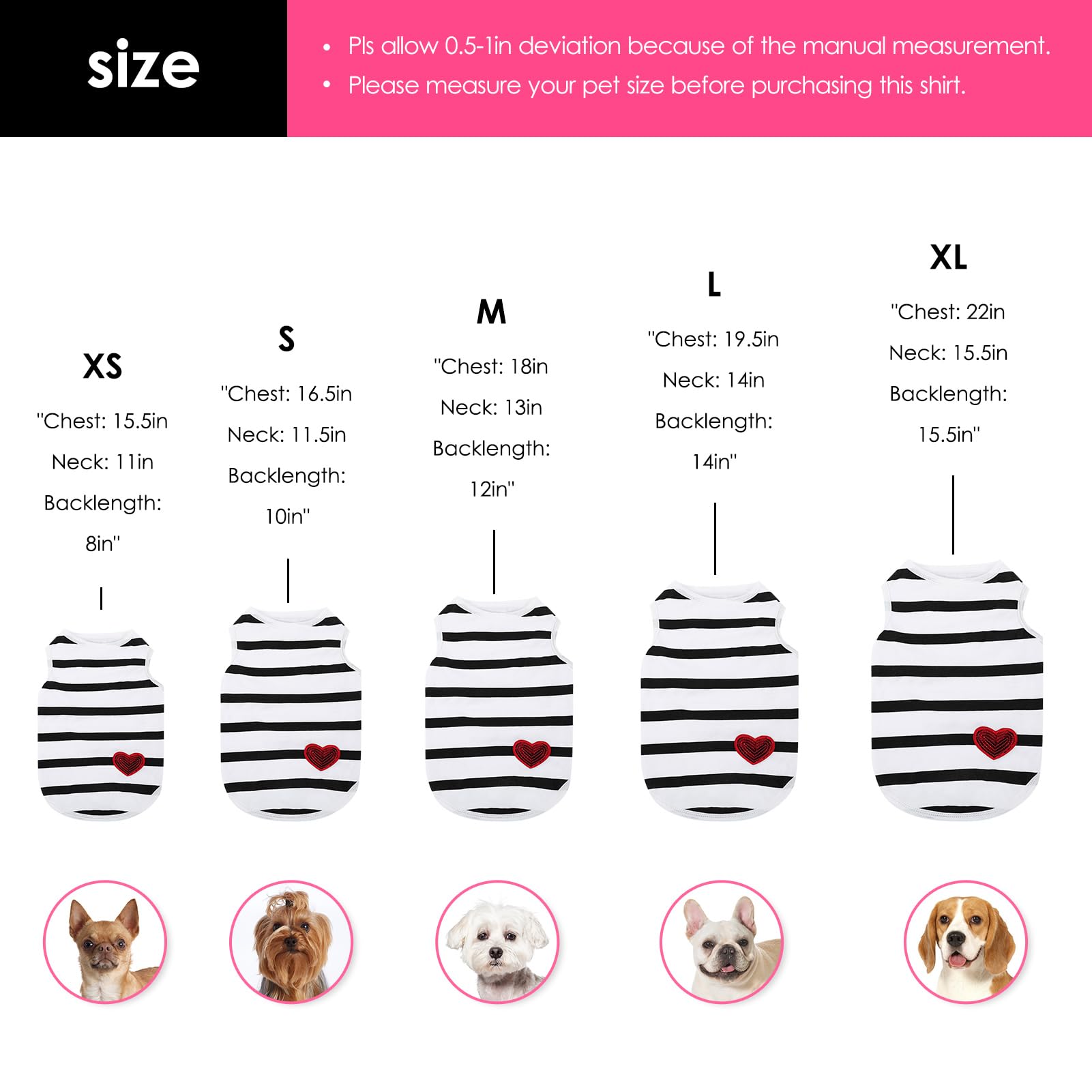 Preferhouse Dog Shirts For Large Dogs Cats, Dog Striped T-Shirts Dog Vest Pet Apparel Tee Shirts Spring Summer Suitable For Smal