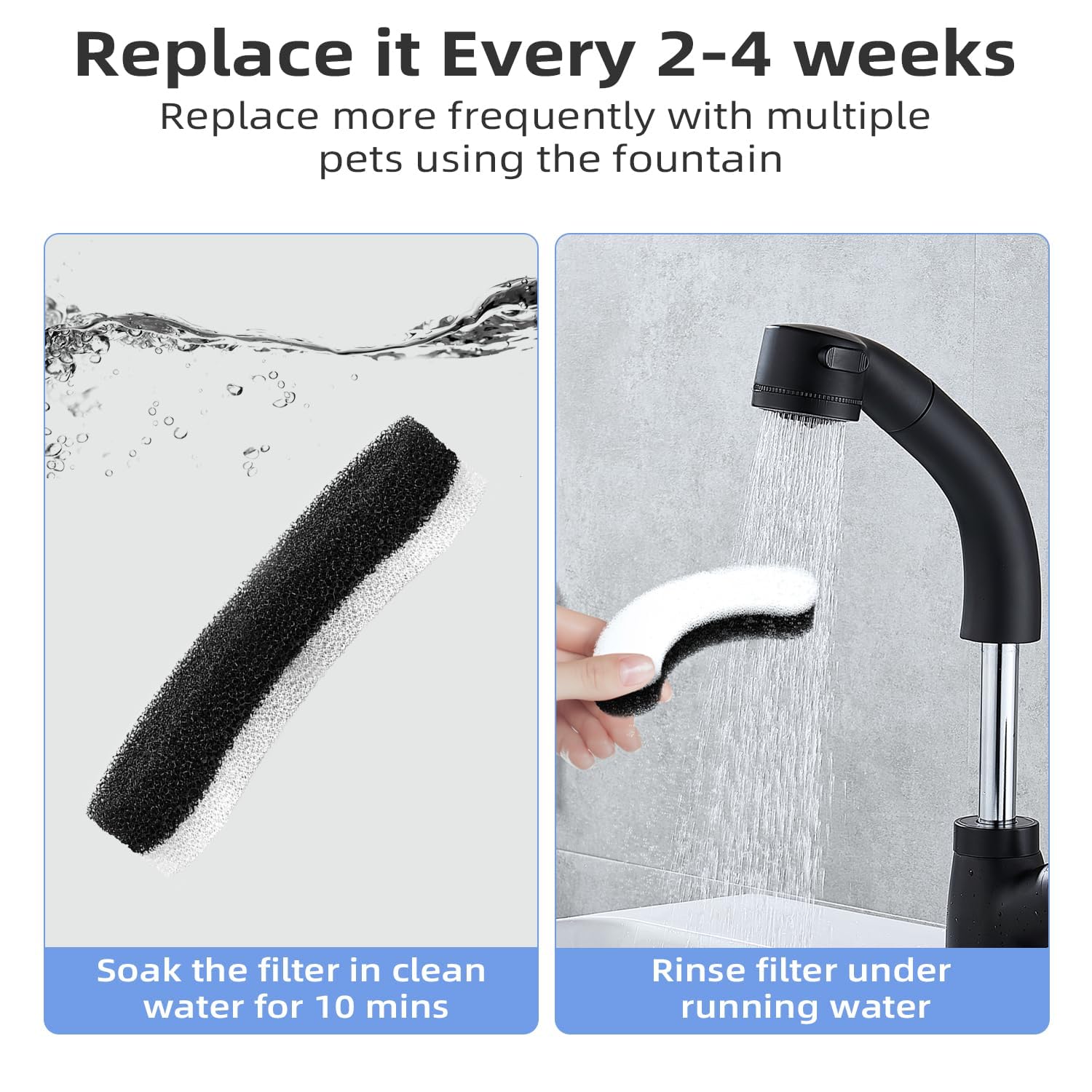 ITSCUTE Carbon Pet Fountain Filters - Compatible with DF10 & DF30, 8 Pack, ABS Material, Black & White