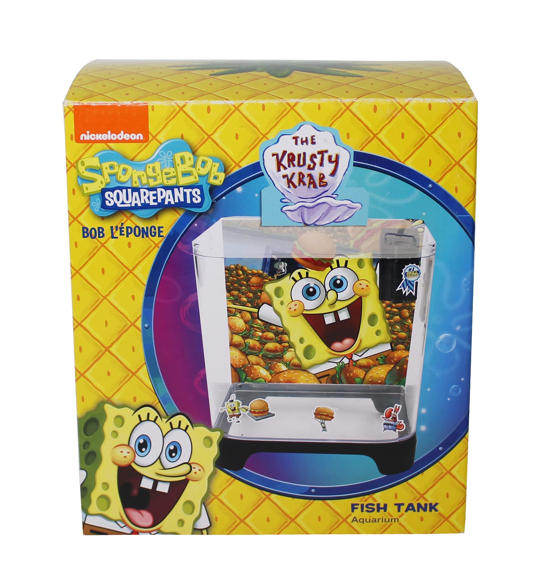Penn-Plax Officially Licensed Spongebob Squarepants Starter Kit With 1.5 Gallon Tank – Great Way To Teach Children How To Maintain And Take Care Of An Aquarium – Sbk115