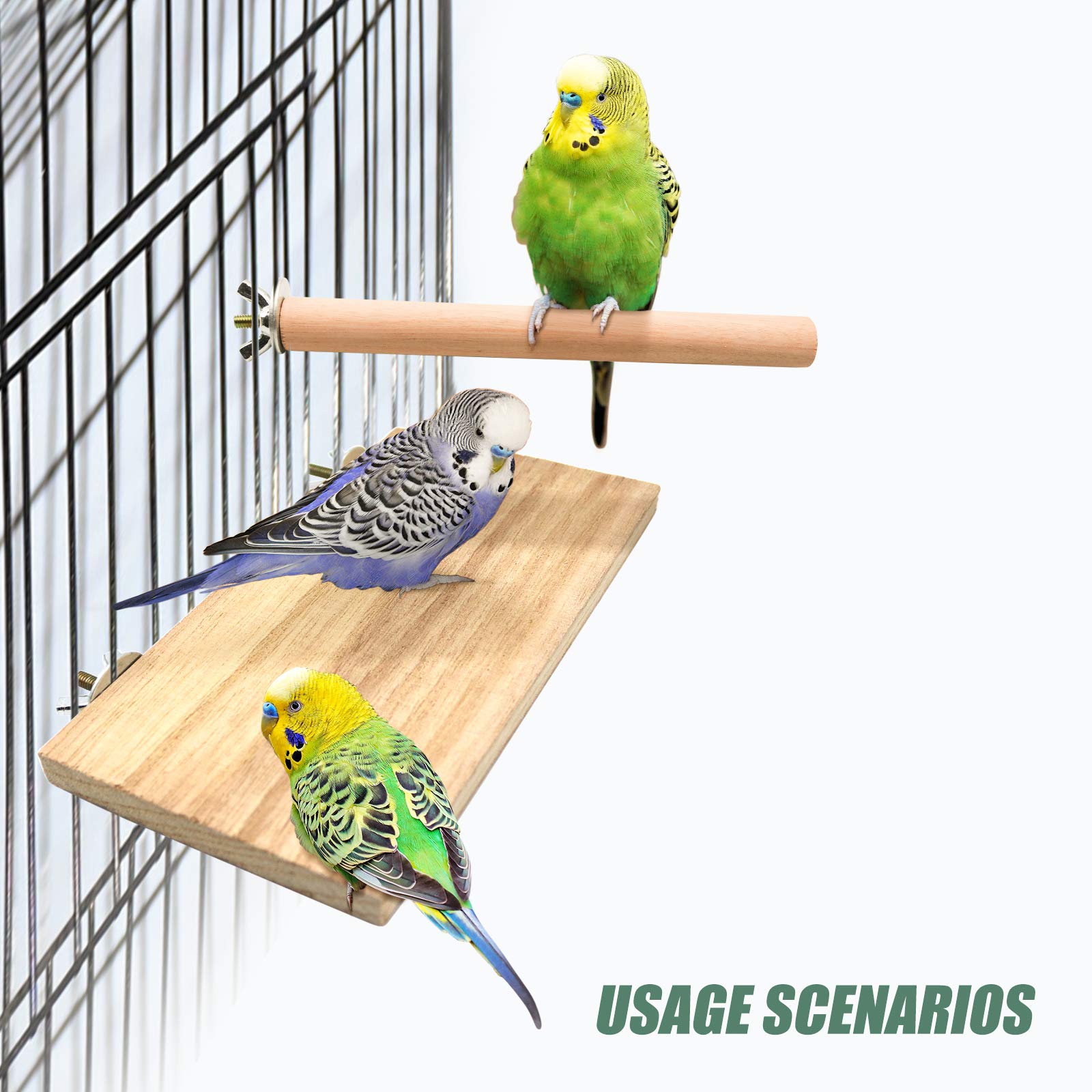 4 Pcs Bird Perch Stand Platform Toy, Natural Wood Parrot Perch Stand Stick Play Exercise Gym Bird Cage Accessories Toys For Parr
