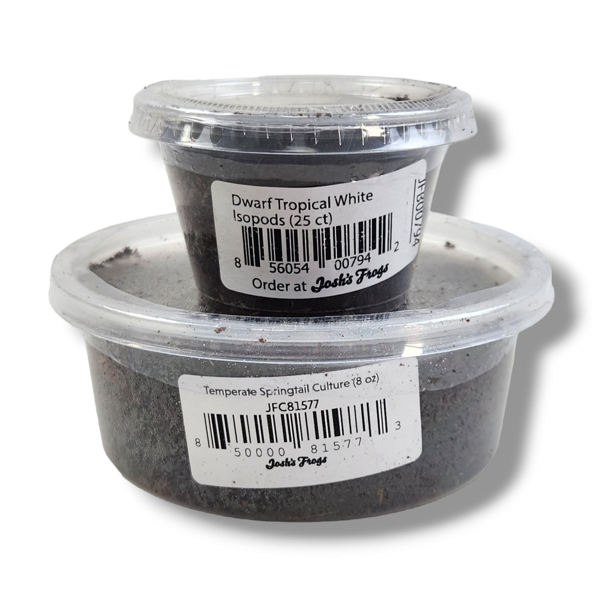 Joshs Frogs Dwarf Tropical White Isopods (25 ct) and Temperate Springtails (8oz) Bioactive Clean Up Crew Bugs Bundle